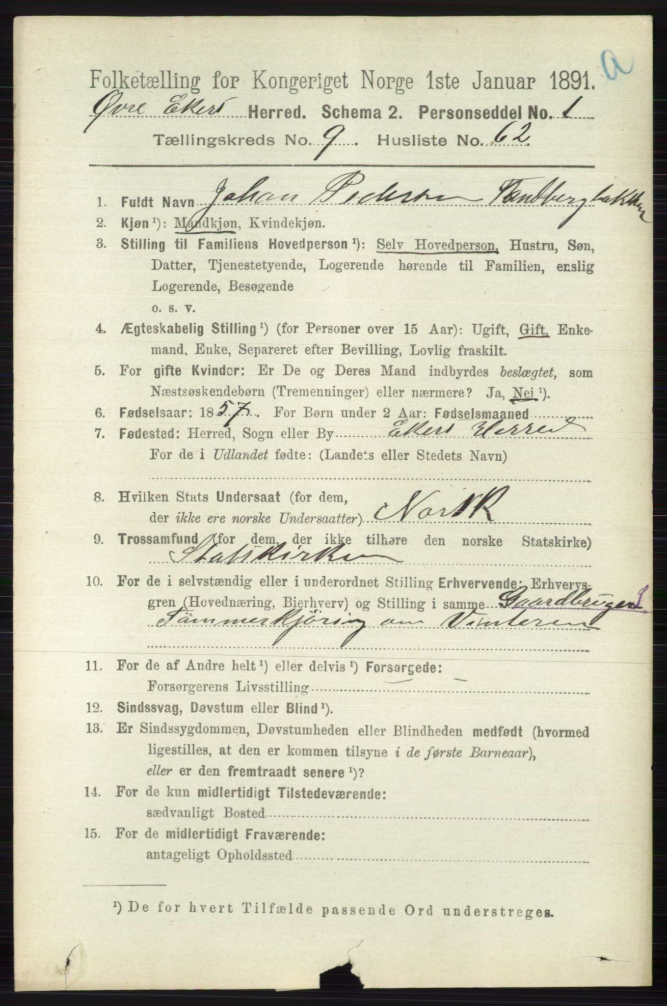 RA, 1891 census for 0624 Øvre Eiker, 1891, p. 3967