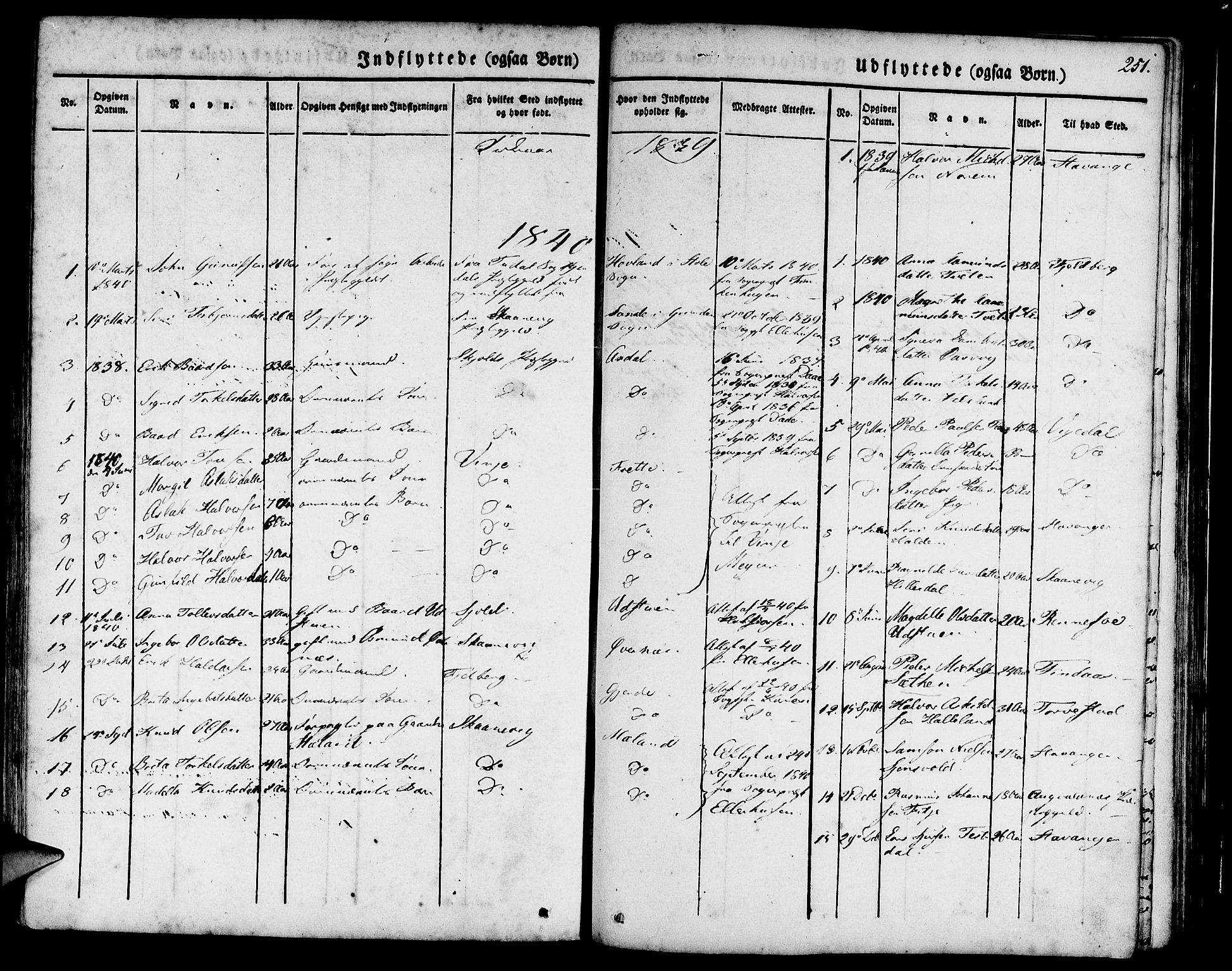 Etne sokneprestembete, SAB/A-75001/H/Haa: Parish register (official) no. A 7, 1831-1847, p. 251
