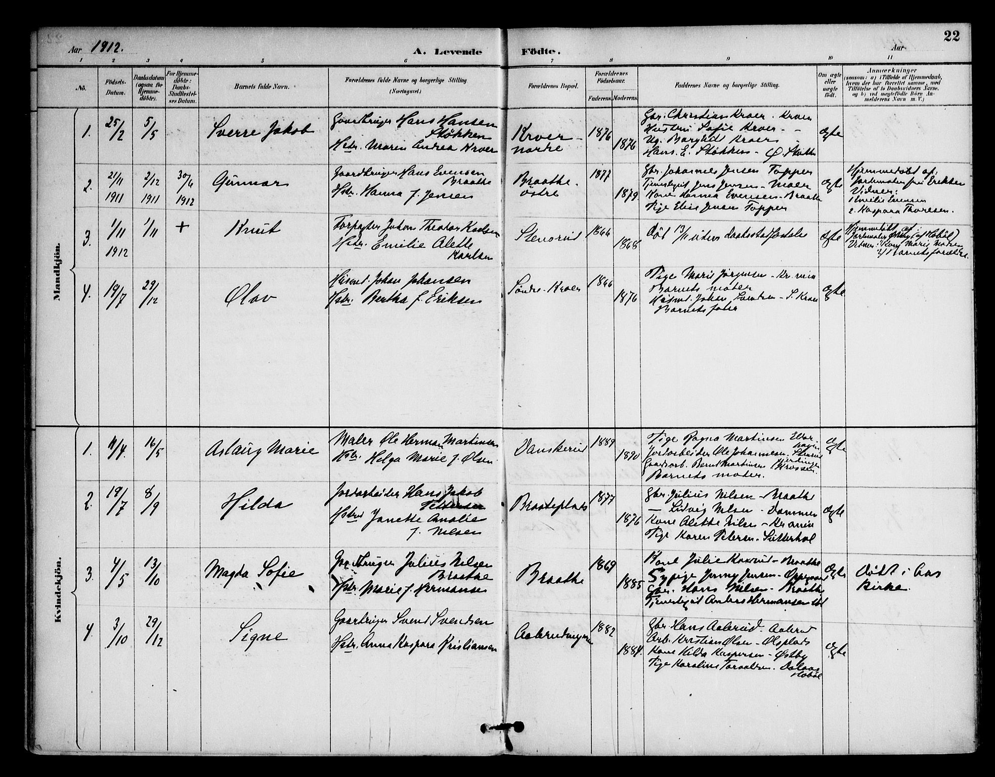Ås prestekontor Kirkebøker, SAO/A-10894/F/Fc/L0002: Parish register (official) no. III 2, 1892-1924, p. 22