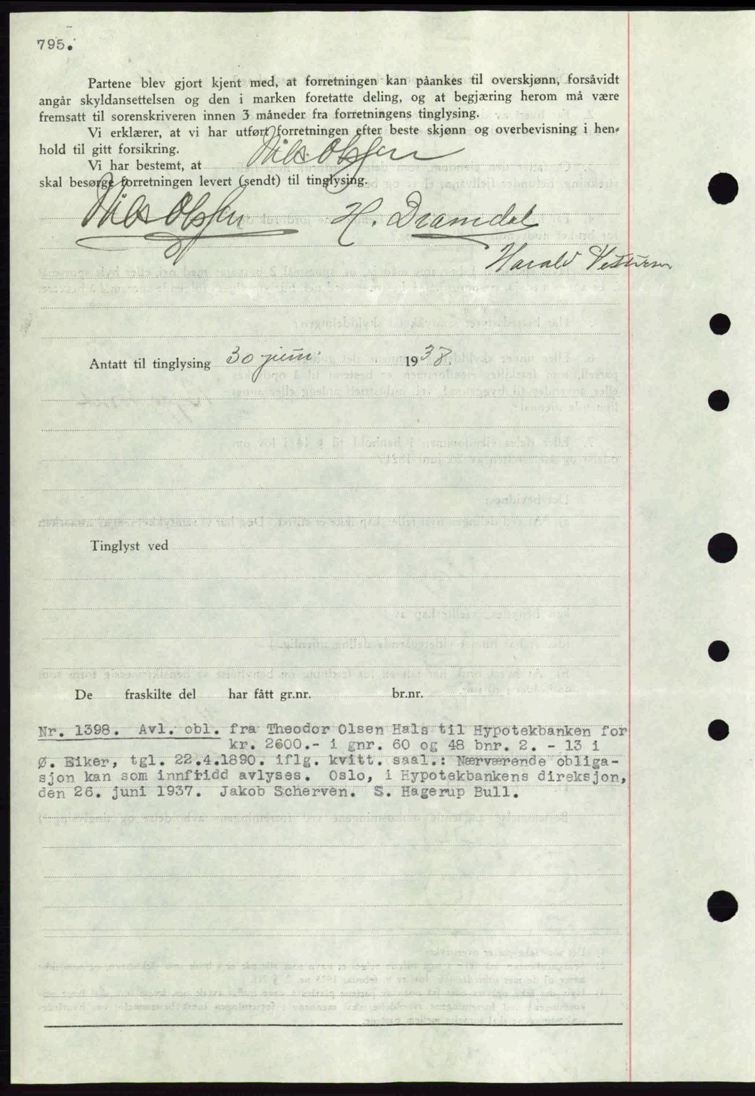 Eiker, Modum og Sigdal sorenskriveri, SAKO/A-123/G/Ga/Gab/L0035: Mortgage book no. A5, 1937-1937, Diary no: : 1398/1937