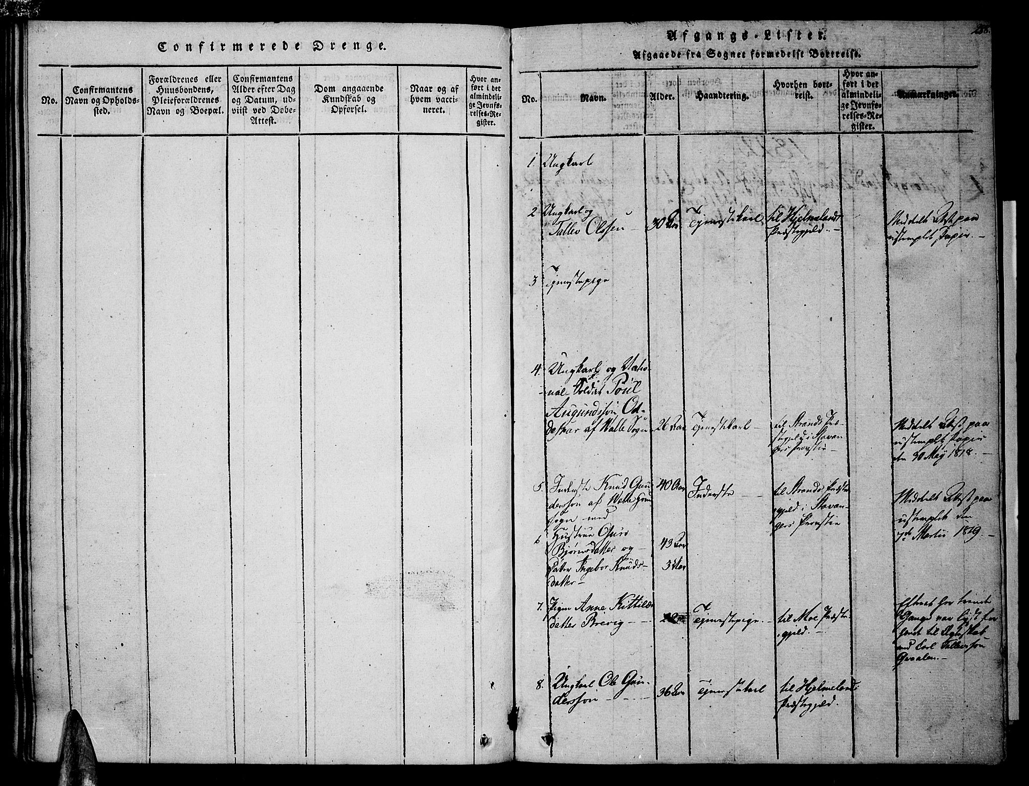 Valle sokneprestkontor, SAK/1111-0044/F/Fa/Fac/L0005: Parish register (official) no. A 5 /1, 1816-1831, p. 288