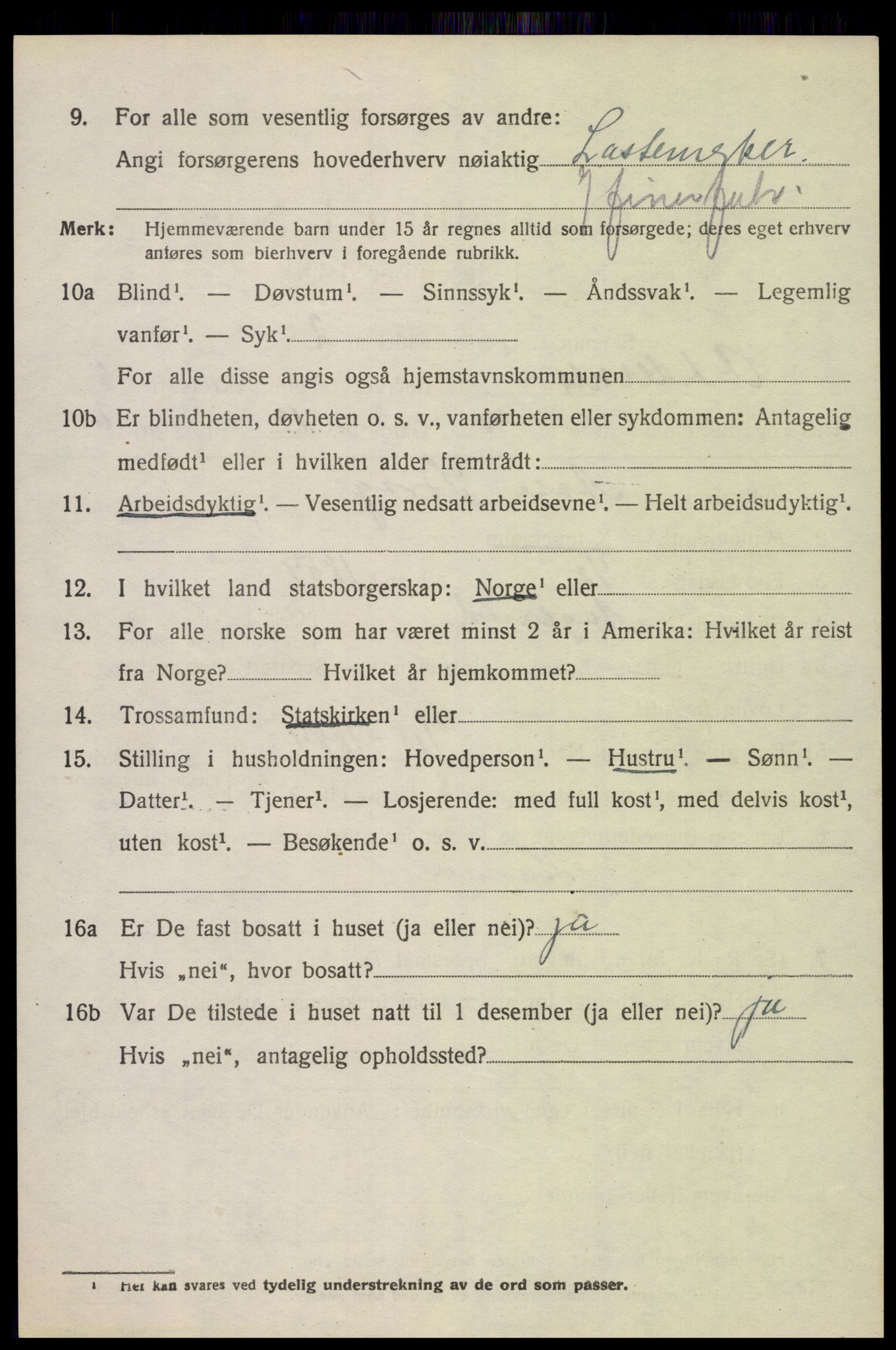 SAK, 1920 census for Oddernes, 1920, p. 6036