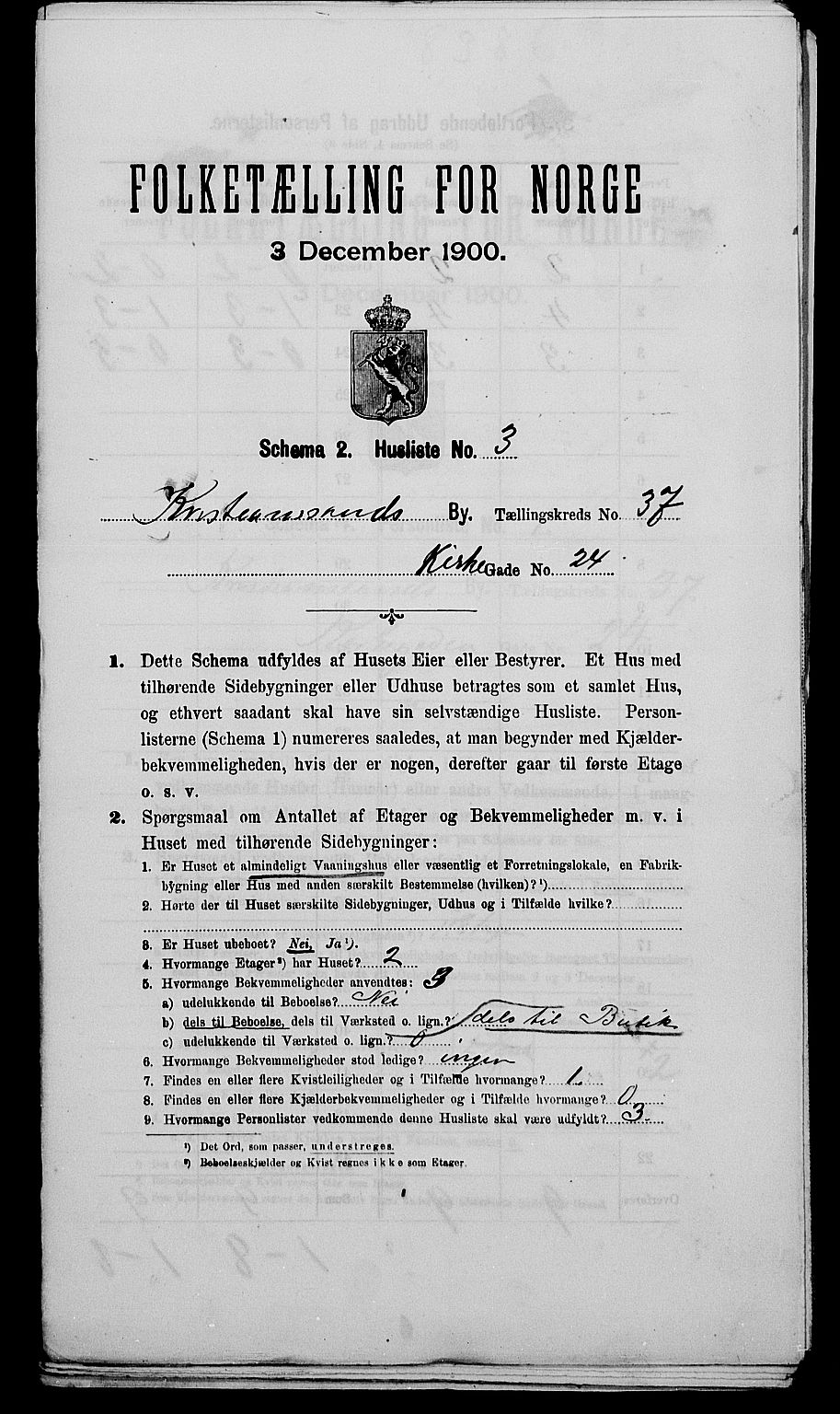 SAK, 1900 census for Kristiansand, 1900, p. 5939