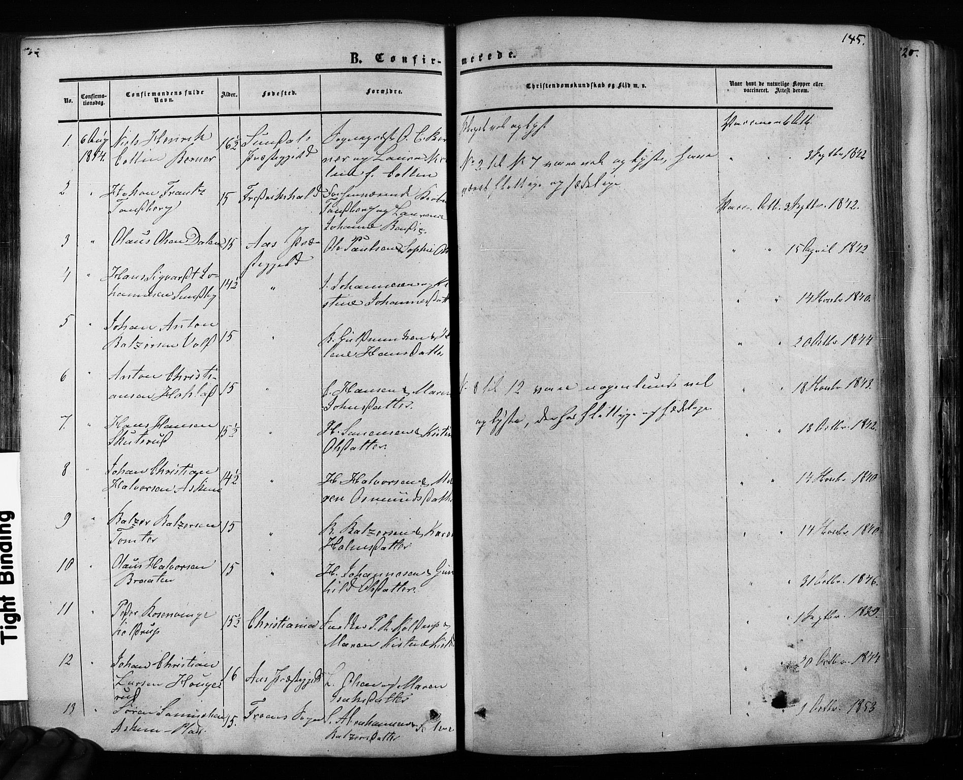 Ås prestekontor Kirkebøker, AV/SAO-A-10894/F/Fa/L0007: Parish register (official) no. I 7, 1854-1870, p. 145