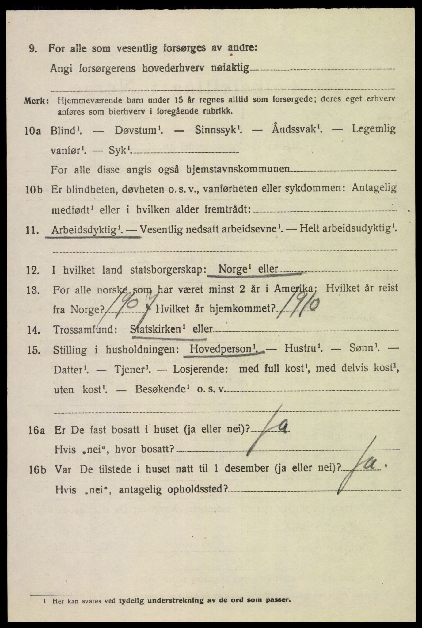 SAK, 1920 census for Fjotland, 1920, p. 1171