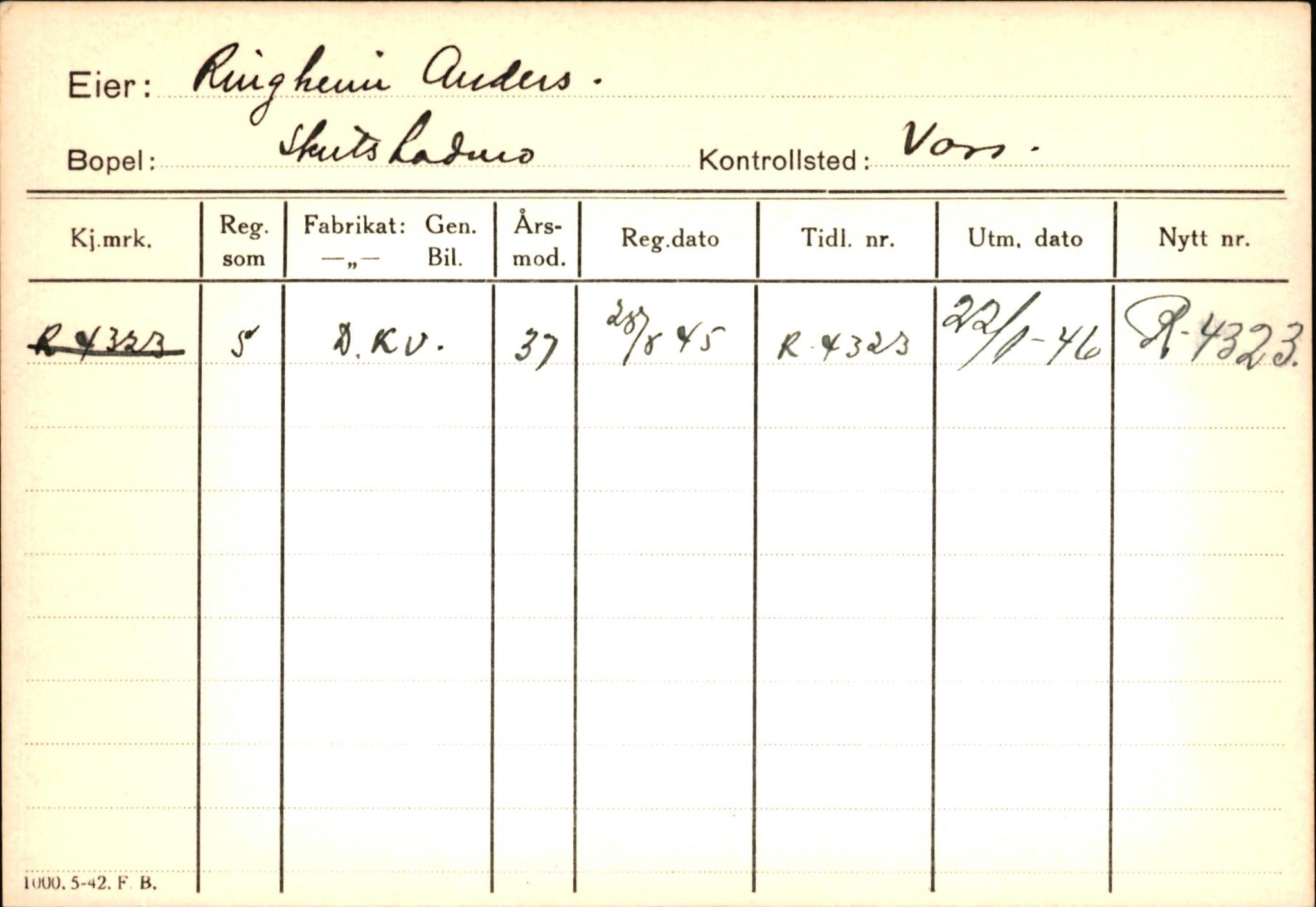 Statens vegvesen, Hordaland vegkontor, AV/SAB-A-5201/2/Ha/L0045: R-eierkort R, 1920-1971, p. 17