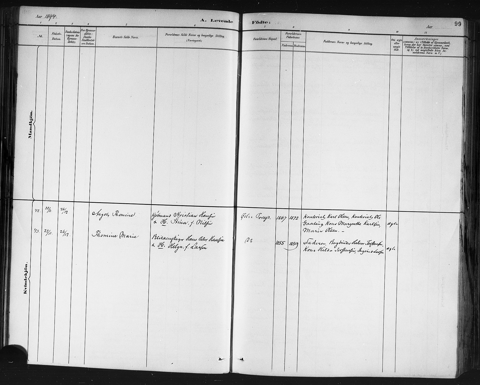 Porsgrunn kirkebøker , AV/SAKO-A-104/G/Gb/L0005: Parish register (copy) no. II 5, 1883-1915, p. 99