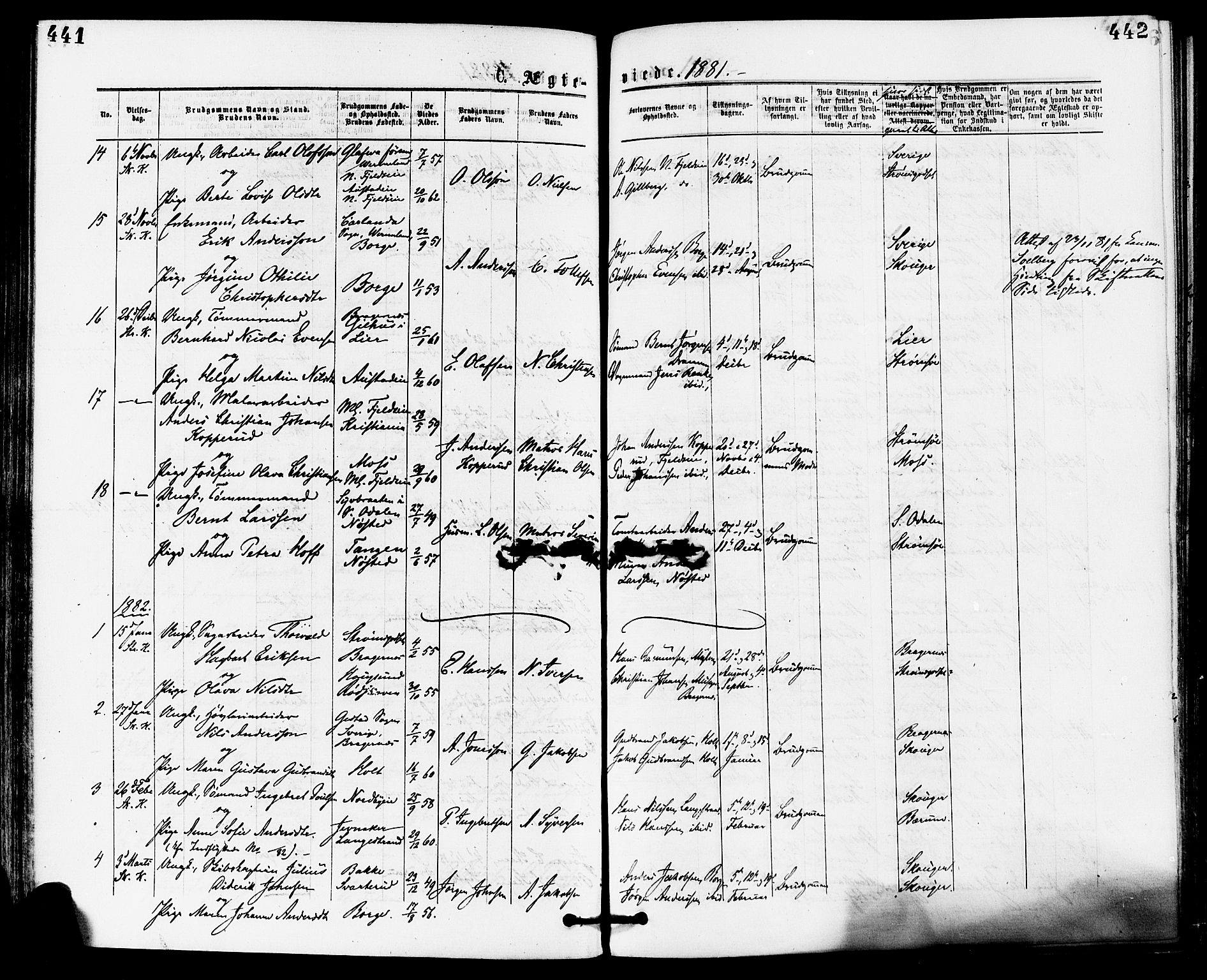 Skoger kirkebøker, AV/SAKO-A-59/F/Fa/L0005: Parish register (official) no. I 5, 1873-1884, p. 441-442