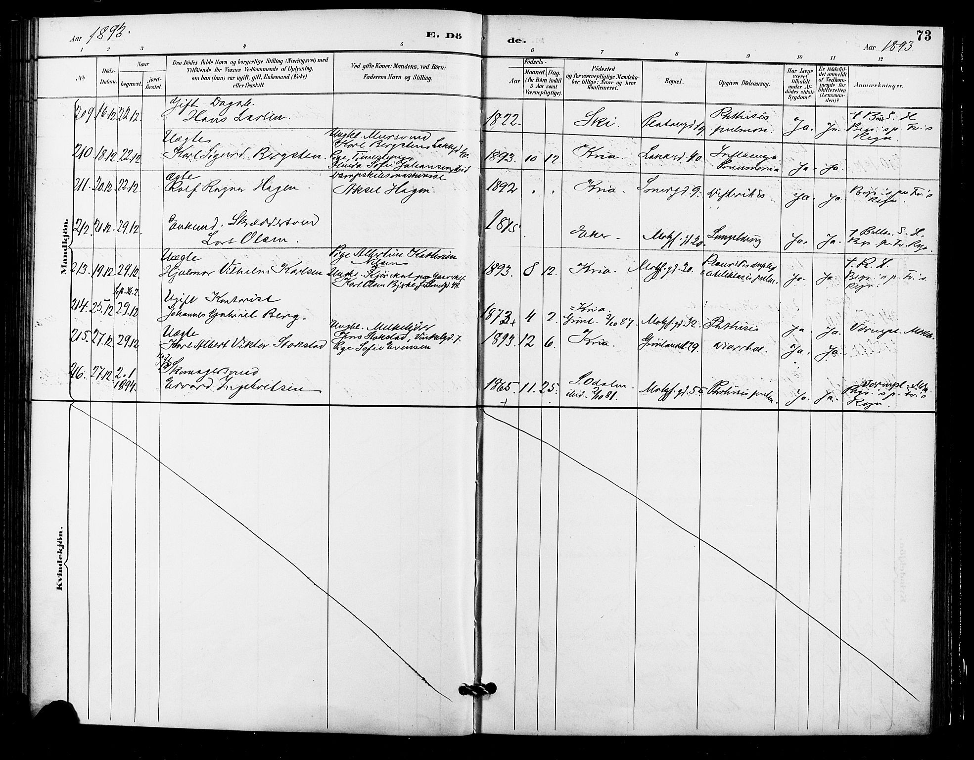 Grønland prestekontor Kirkebøker, AV/SAO-A-10848/F/Fa/L0010: Parish register (official) no. 10, 1891-1898, p. 73