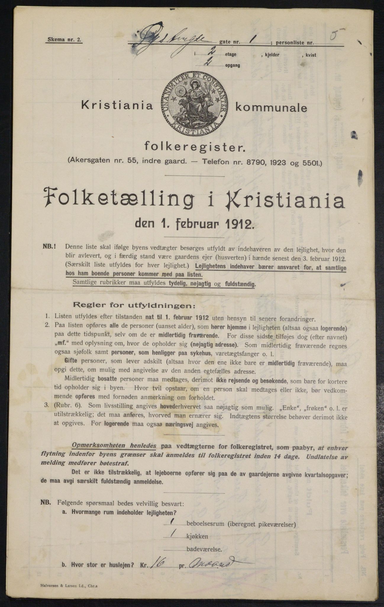 OBA, Municipal Census 1912 for Kristiania, 1912, p. 130292