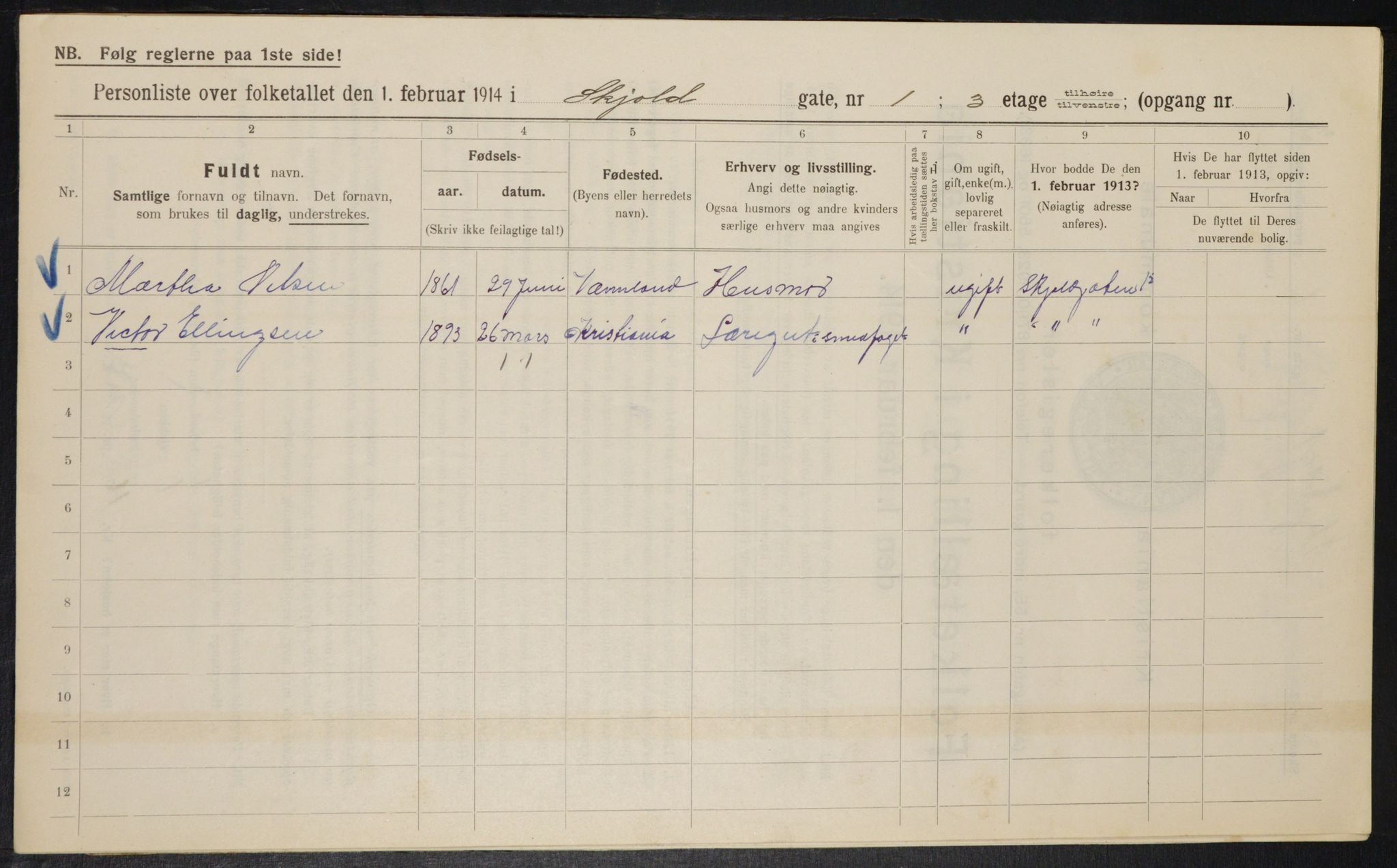 OBA, Municipal Census 1914 for Kristiania, 1914, p. 96030