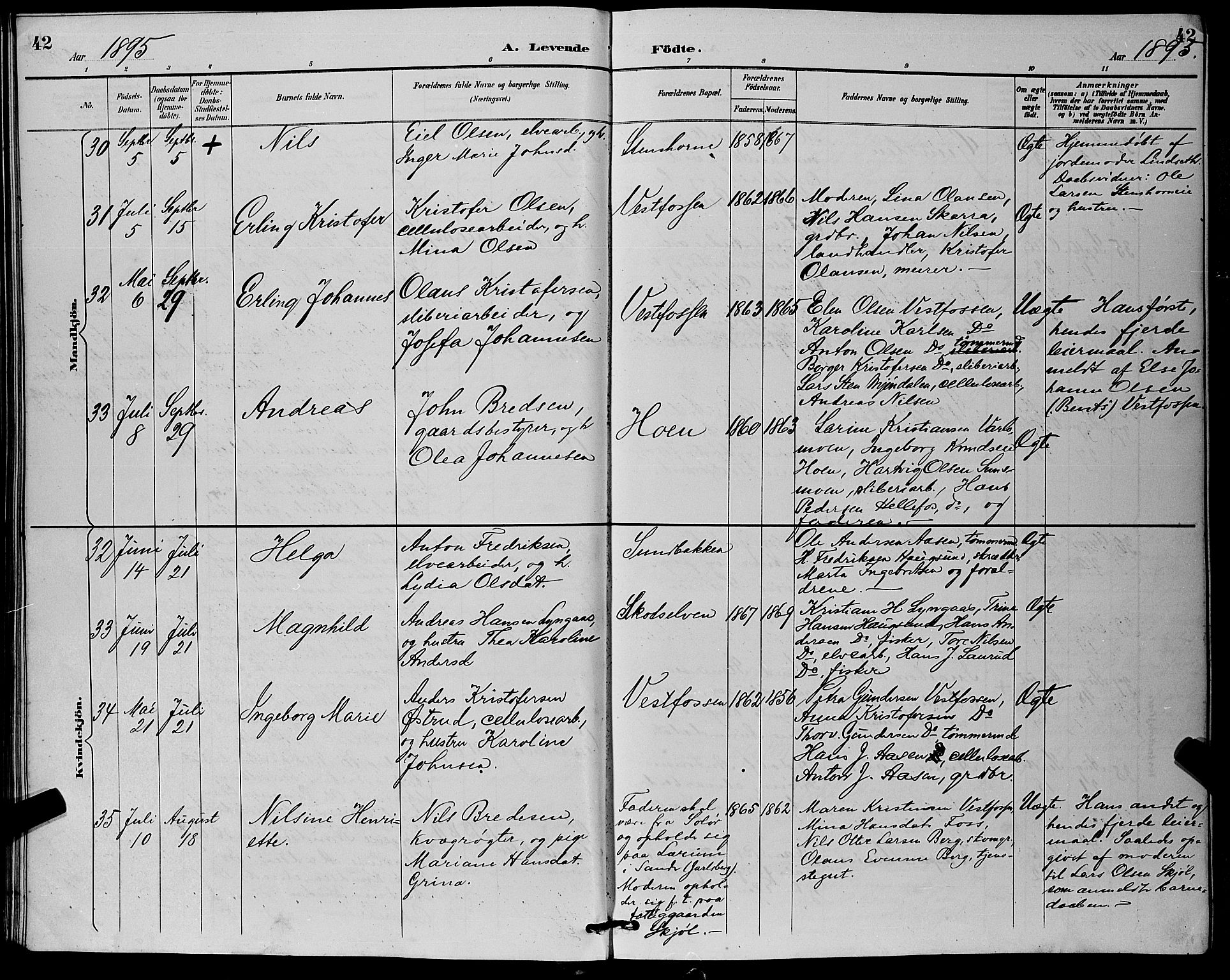 Eiker kirkebøker, AV/SAKO-A-4/G/Ga/L0007: Parish register (copy) no. I 7, 1893-1902, p. 42