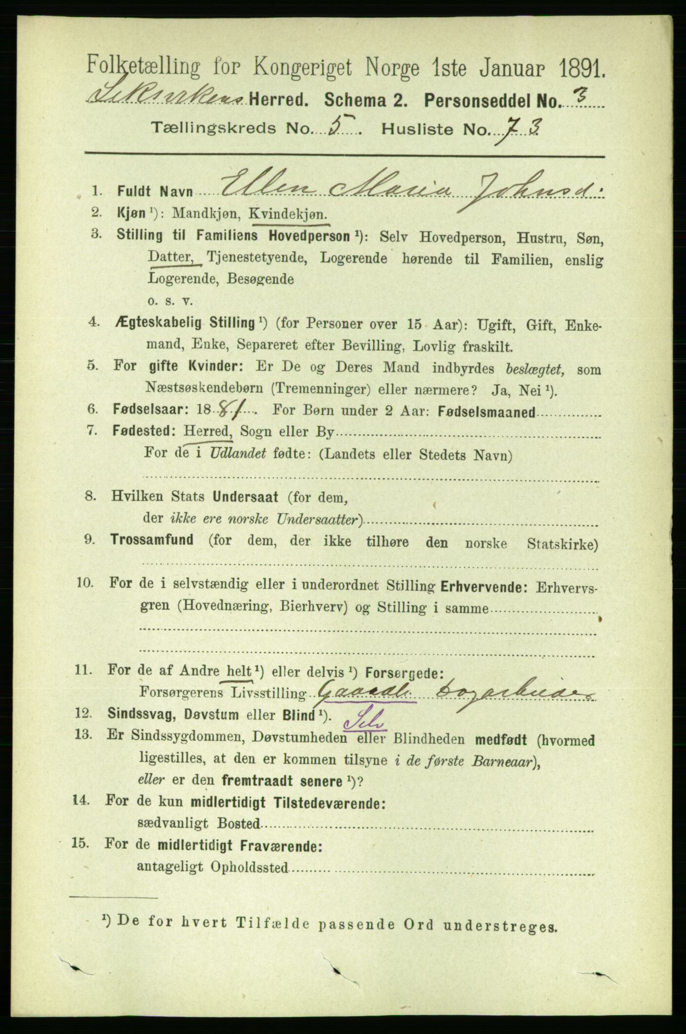 RA, 1891 census for 1718 Leksvik, 1891, p. 3073