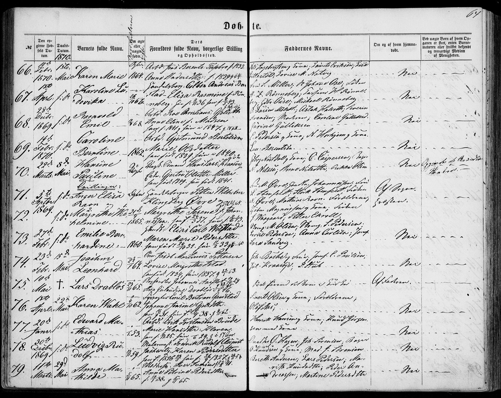 Ministerialprotokoller, klokkerbøker og fødselsregistre - Møre og Romsdal, SAT/A-1454/529/L0452: Parish register (official) no. 529A02, 1864-1871, p. 64