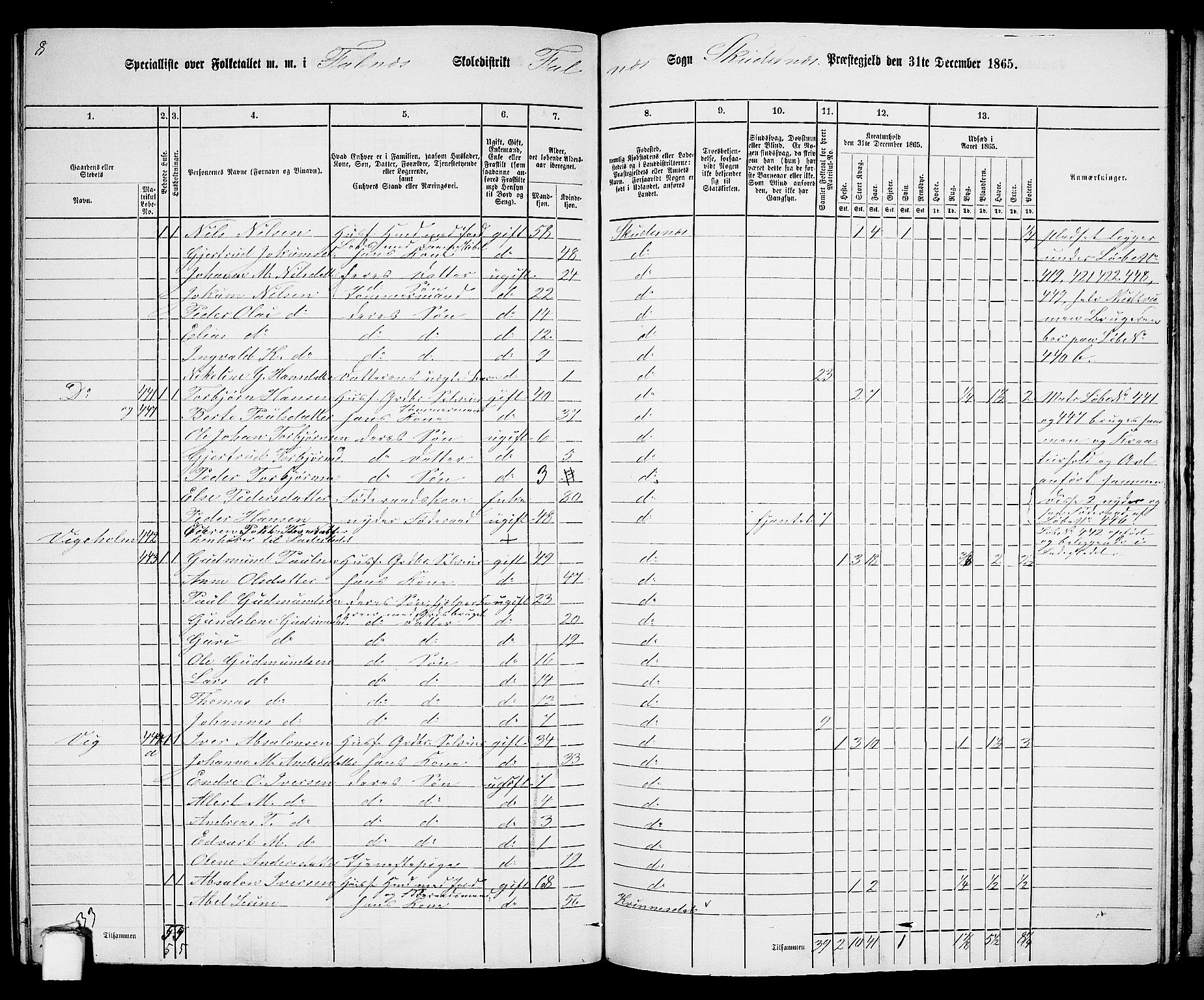 RA, 1865 census for Skudenes, 1865, p. 174