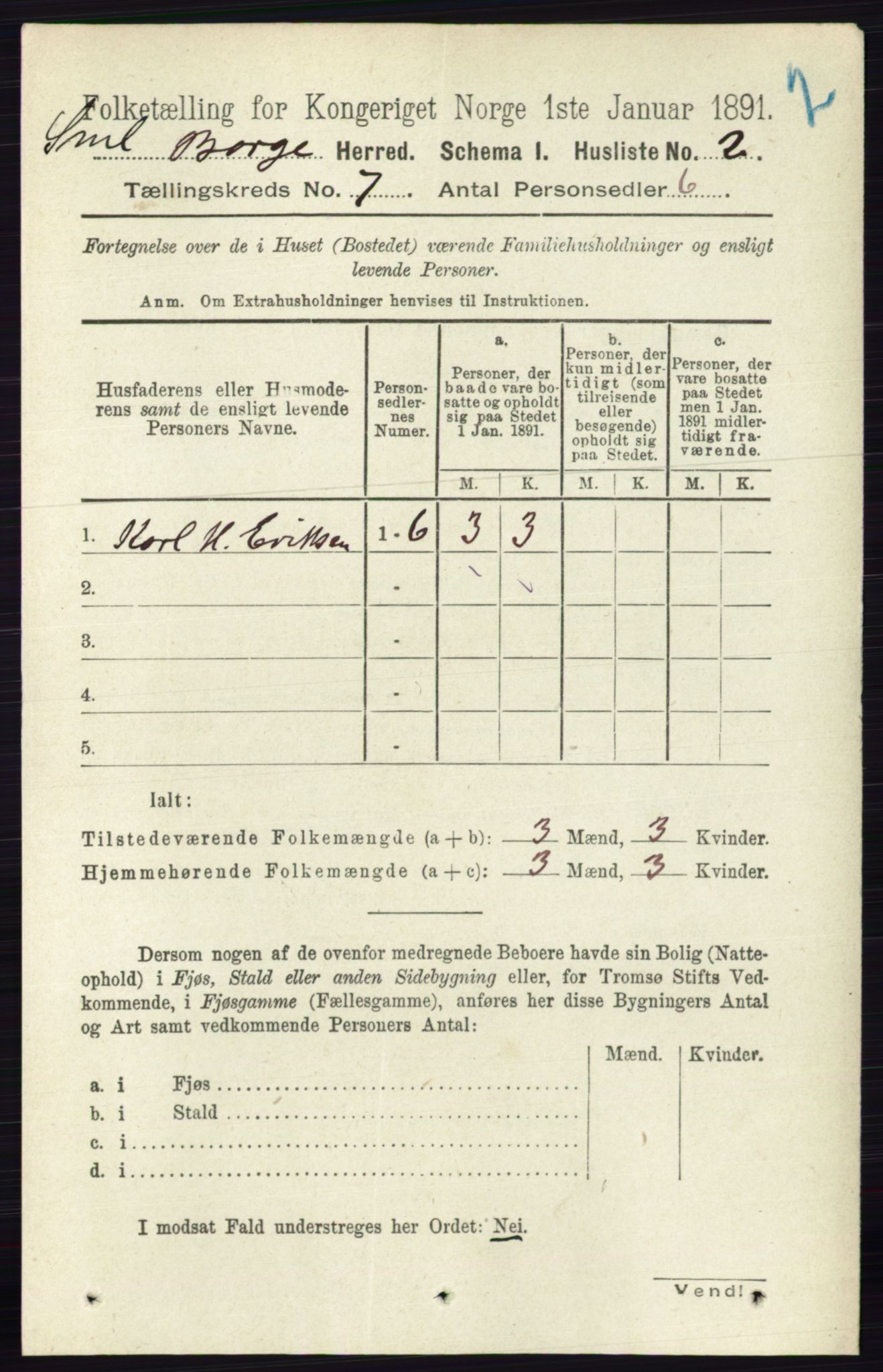 RA, 1891 census for 0113 Borge, 1891, p. 3888