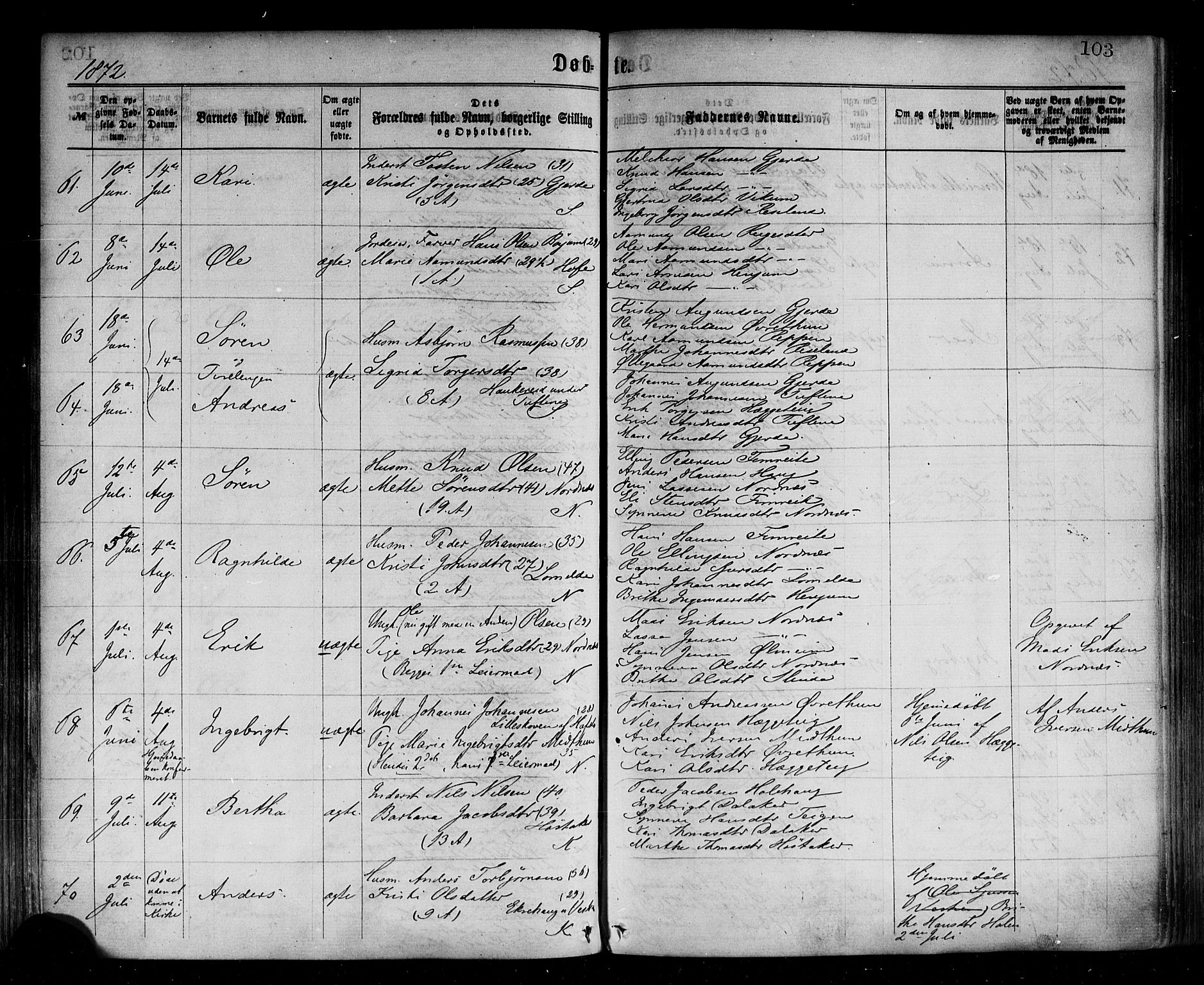 Sogndal sokneprestembete, AV/SAB-A-81301/H/Haa/Haaa/L0014: Parish register (official) no. A 14, 1864-1877, p. 103