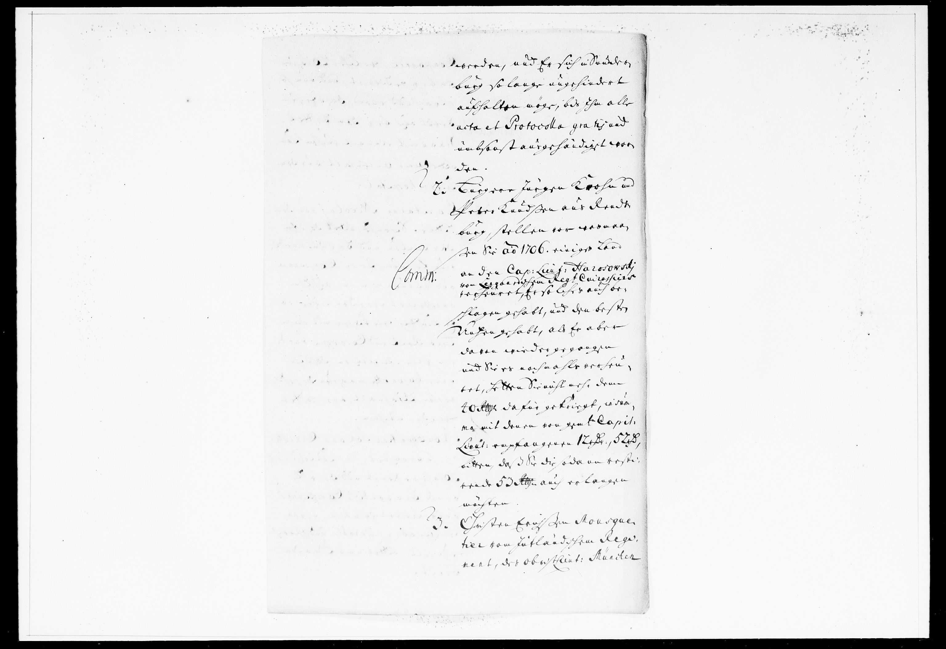 Krigskollegiet, Krigskancelliet, DRA/A-0006/-/0962-0965: Refererede sager, 1708, p. 336