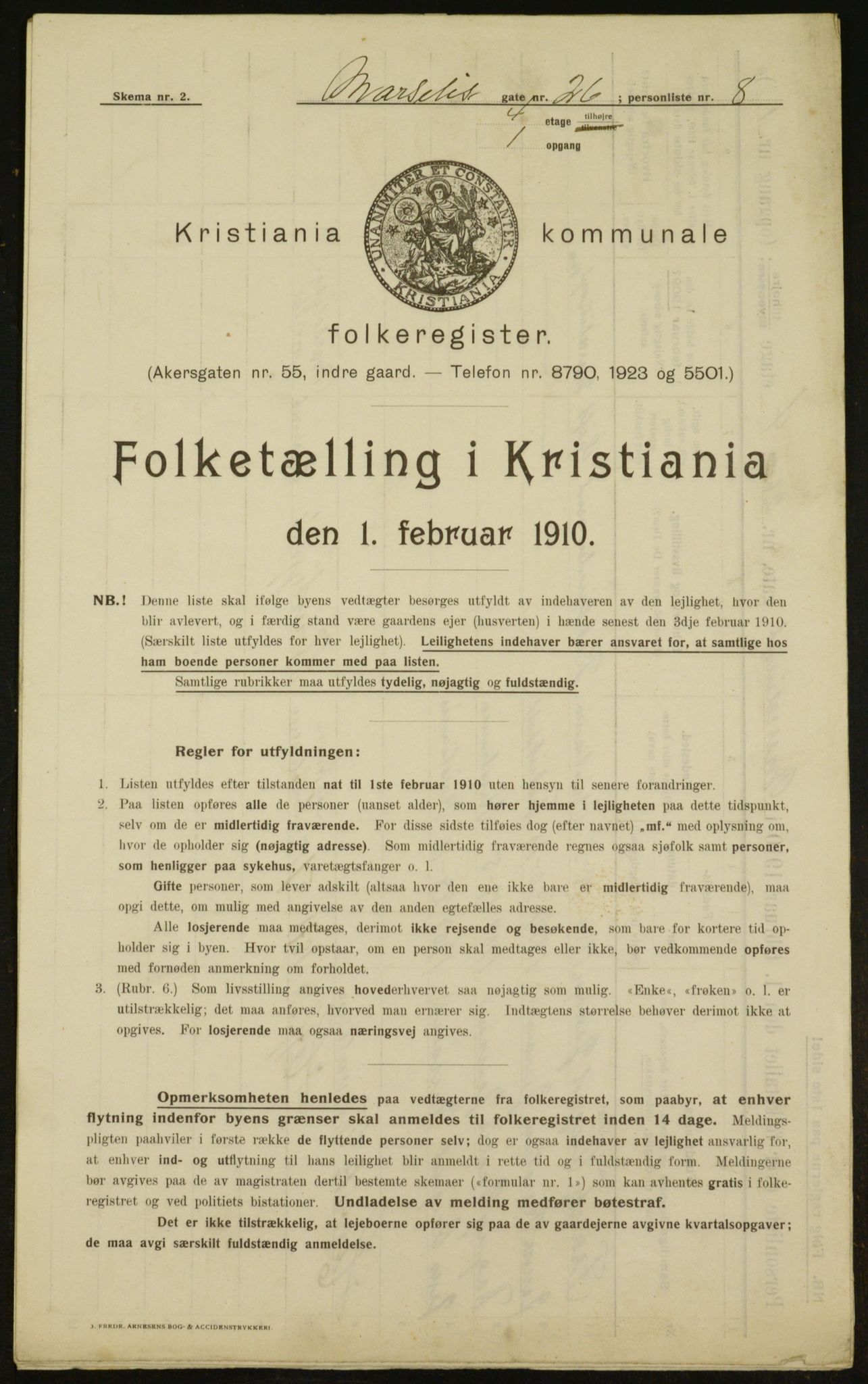 OBA, Municipal Census 1910 for Kristiania, 1910, p. 62322