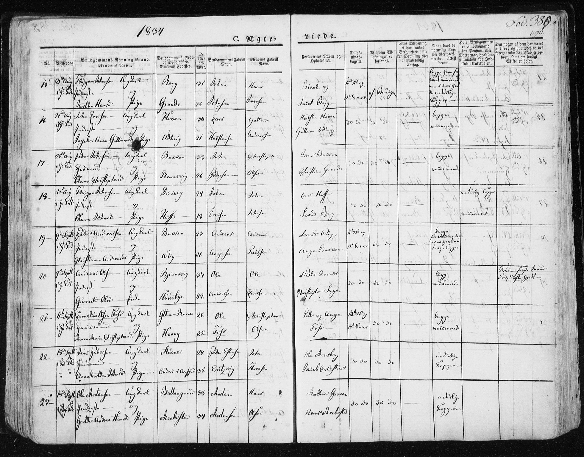 Ministerialprotokoller, klokkerbøker og fødselsregistre - Sør-Trøndelag, AV/SAT-A-1456/659/L0735: Parish register (official) no. 659A05, 1826-1841, p. 389