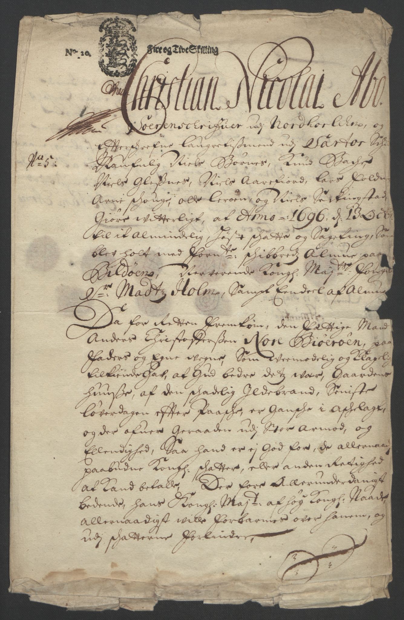 Rentekammeret inntil 1814, Reviderte regnskaper, Fogderegnskap, RA/EA-4092/R51/L3183: Fogderegnskap Nordhordland og Voss, 1695-1697, p. 270