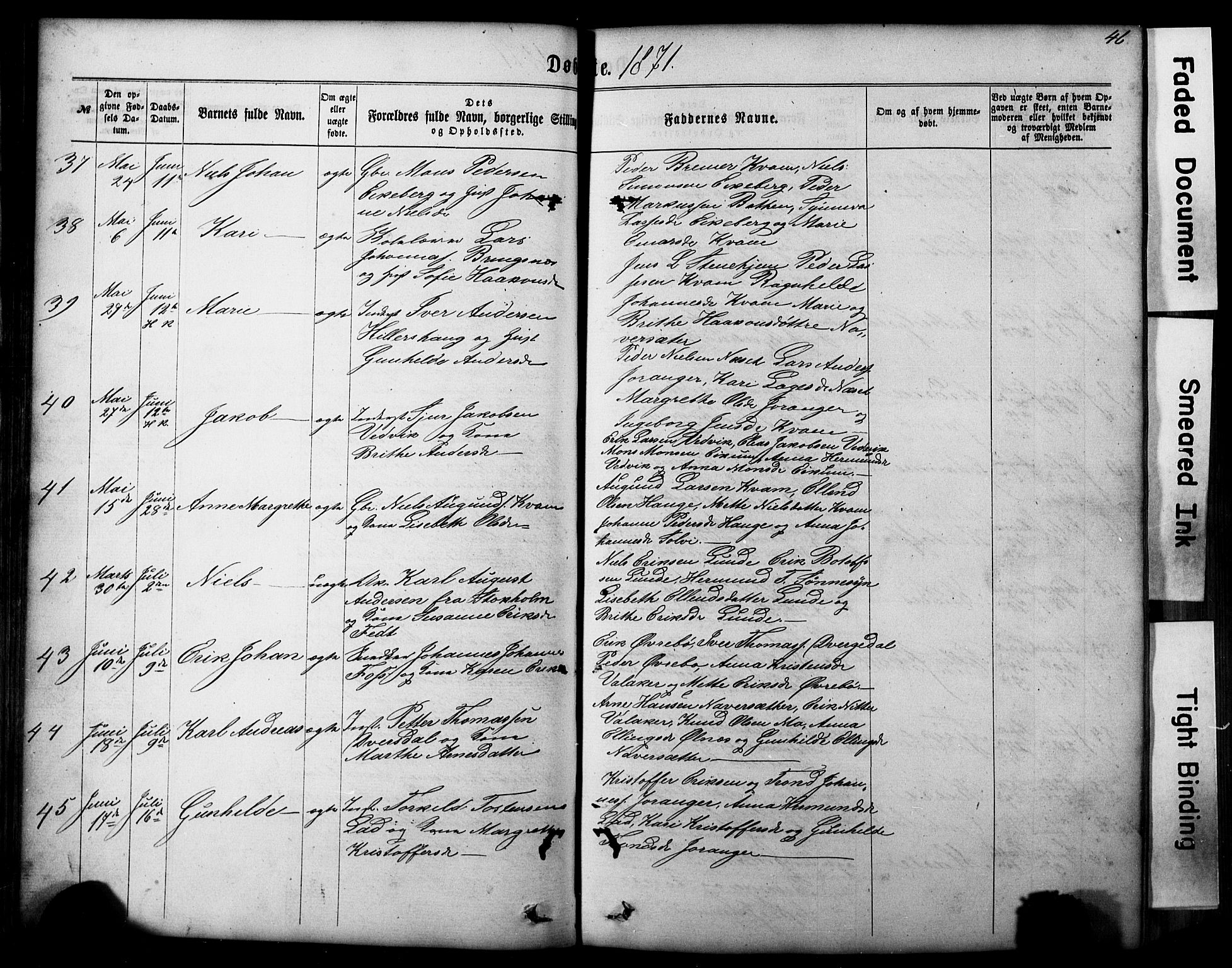 Hafslo sokneprestembete, AV/SAB-A-80301/H/Hab/Haba/L0001: Parish register (copy) no. A 1, 1866-1908, p. 46