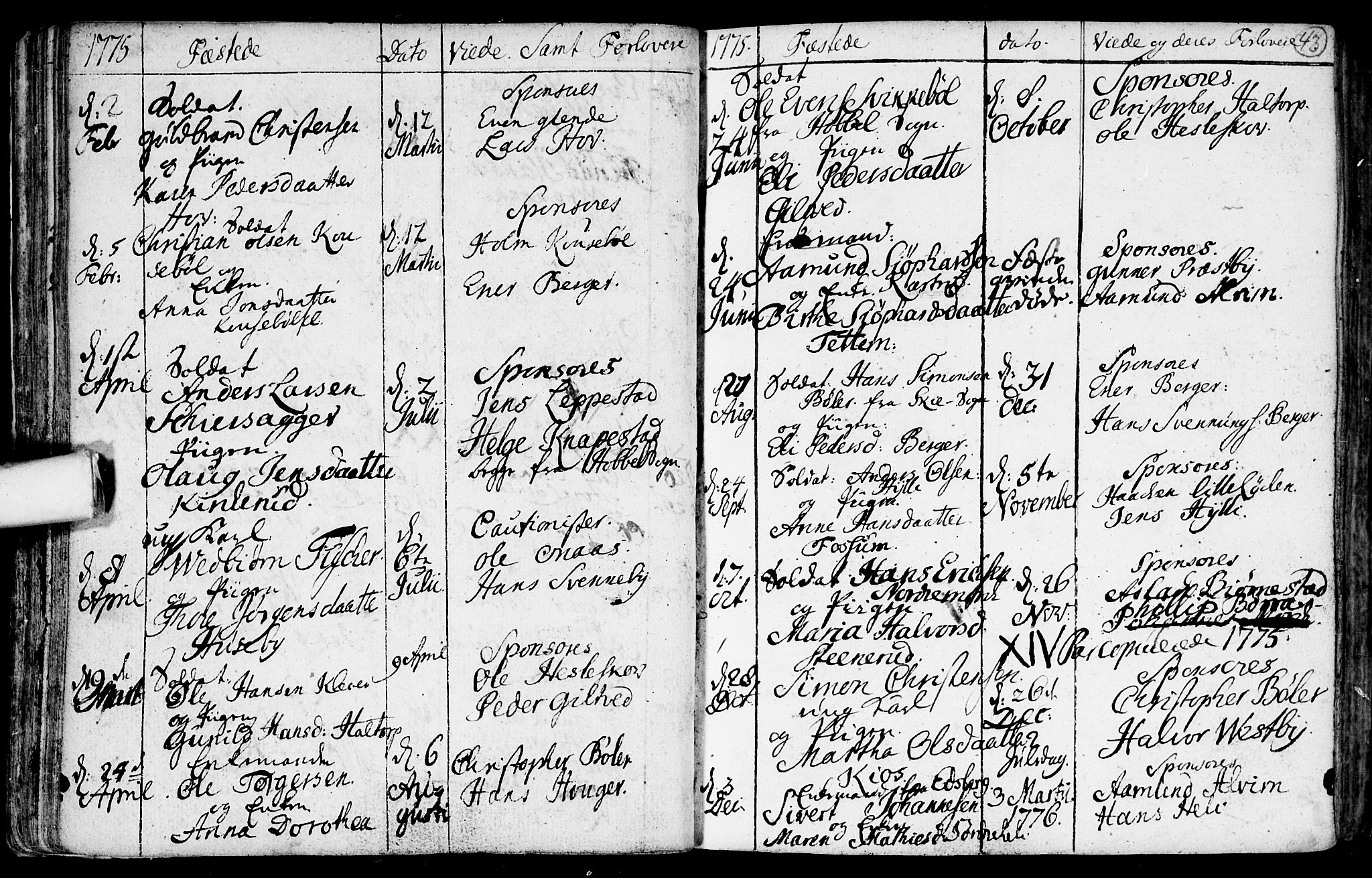 Spydeberg prestekontor Kirkebøker, AV/SAO-A-10924/F/Fa/L0002: Parish register (official) no. I 2, 1739-1780, p. 43