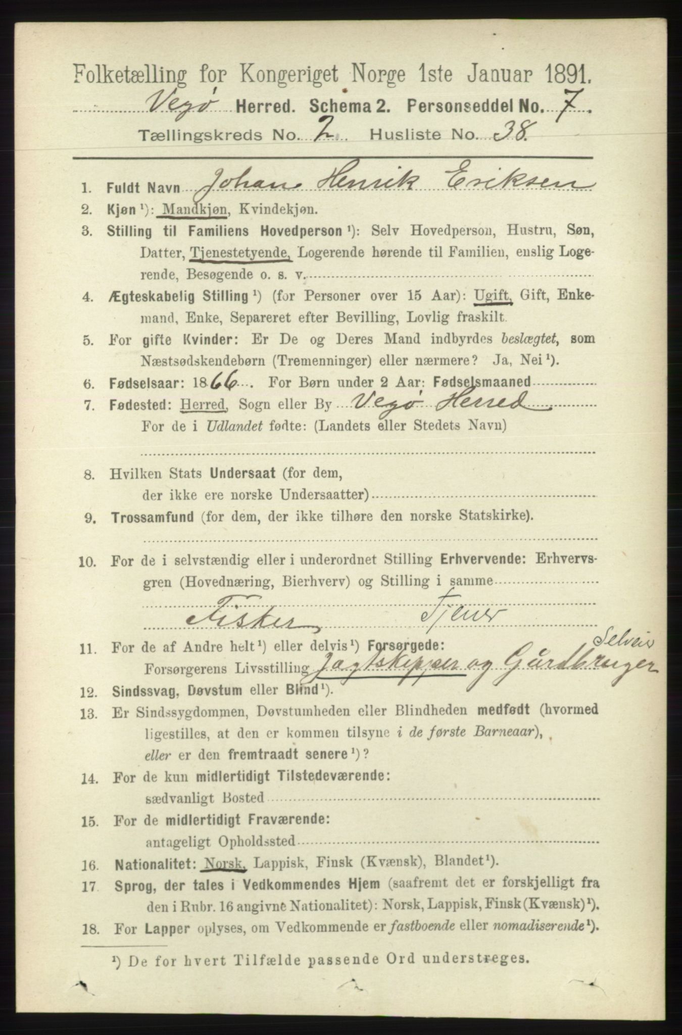 RA, 1891 census for 1815 Vega, 1891, p. 847