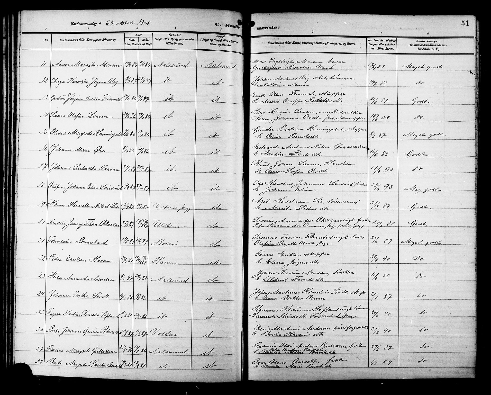 Ministerialprotokoller, klokkerbøker og fødselsregistre - Møre og Romsdal, AV/SAT-A-1454/529/L0469: Parish register (copy) no. 529C06, 1898-1906, p. 51