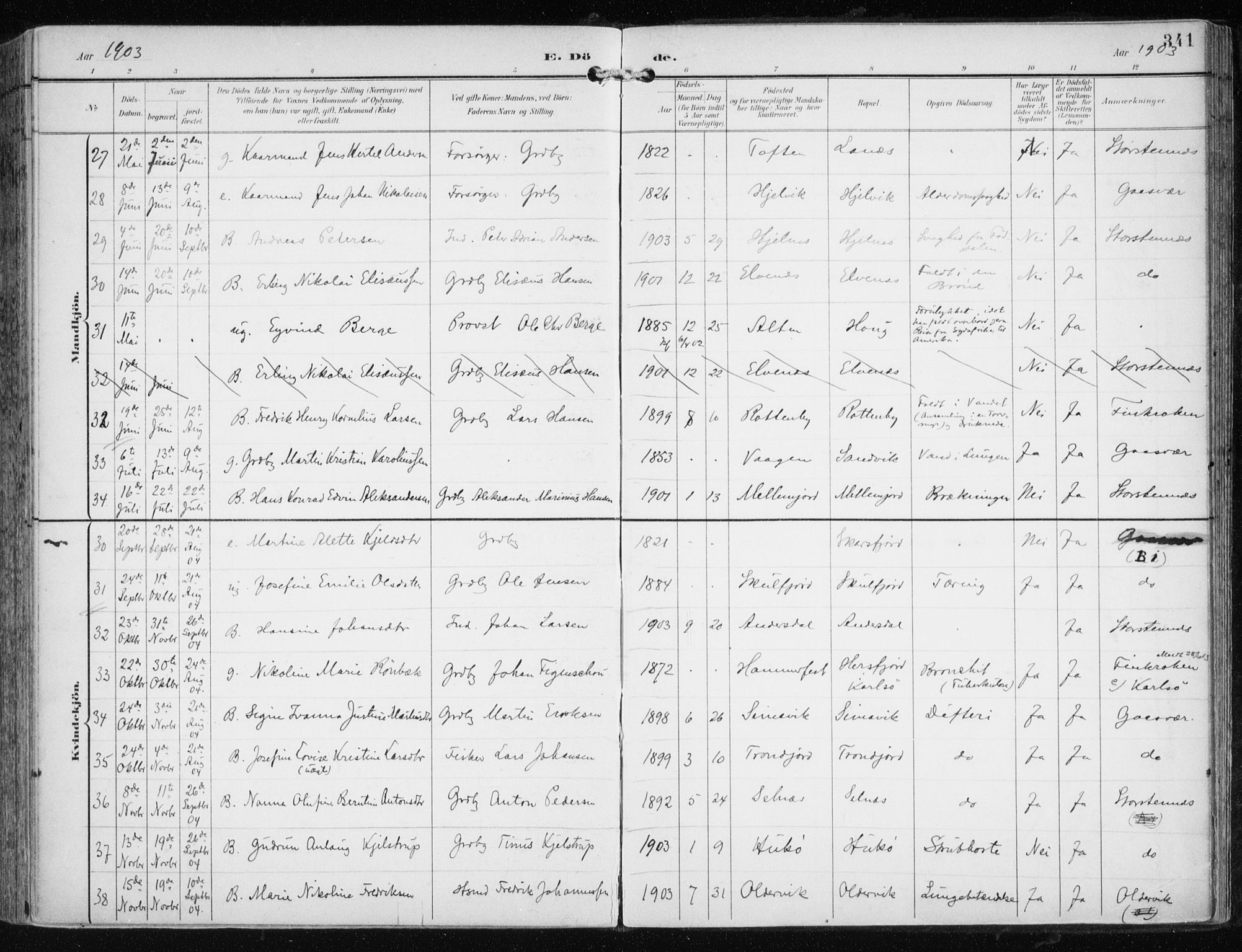 Tromsøysund sokneprestkontor, AV/SATØ-S-1304/G/Ga/L0006kirke: Parish register (official) no. 6, 1897-1906, p. 341