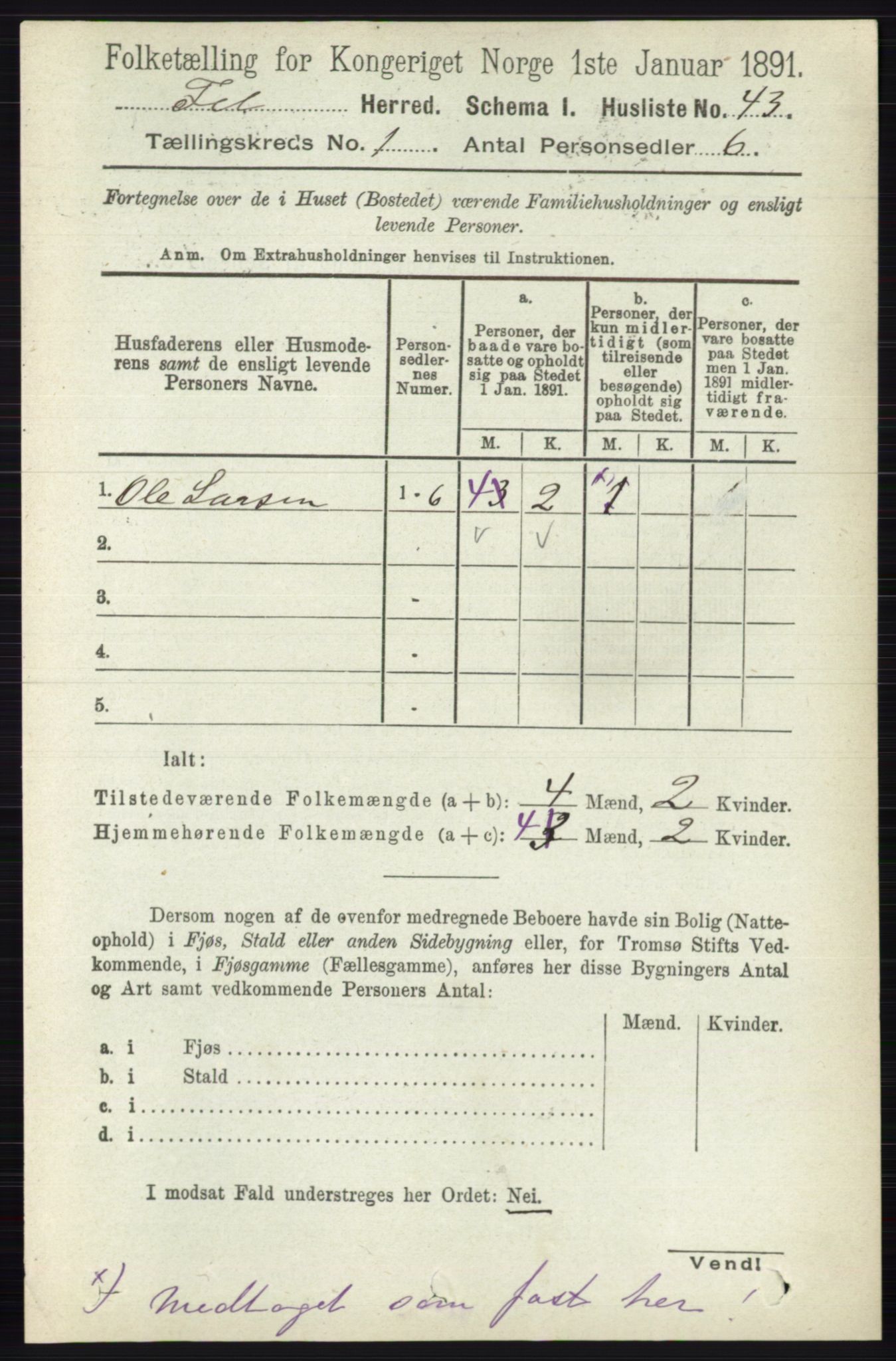 RA, 1891 census for 0227 Fet, 1891, p. 74