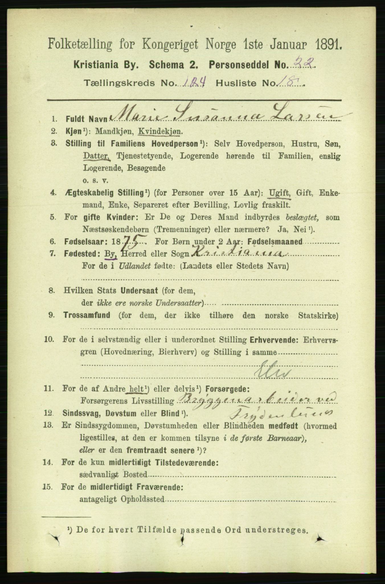 RA, 1891 census for 0301 Kristiania, 1891, p. 65603