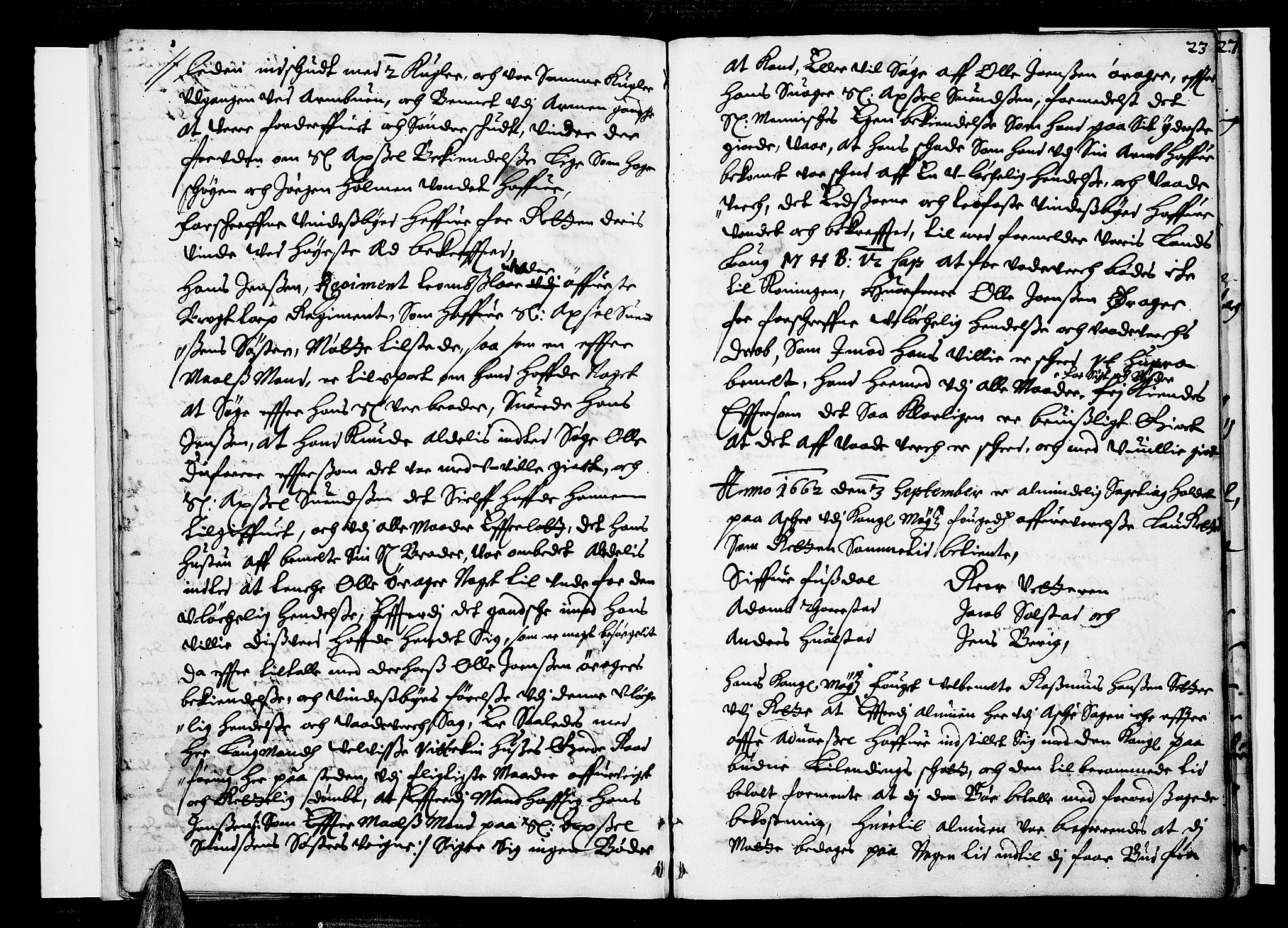 Aker sorenskriveri, AV/SAO-A-10895/F/Fb/L0001/0002: Tingbøker, nr. 1-5b / Tingbok nr. 2, 1661-1662, p. 22b-23a