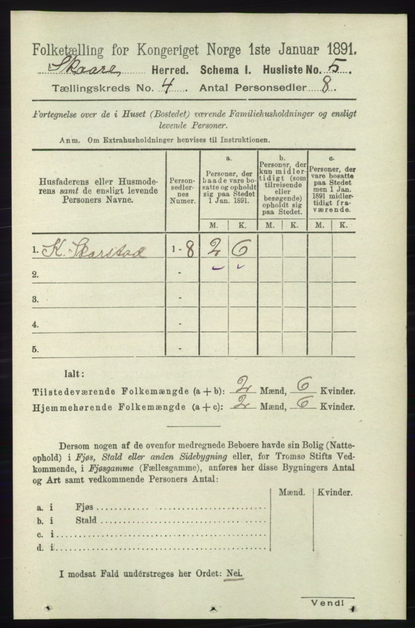 RA, 1891 census for 1153 Skåre, 1891, p. 1690