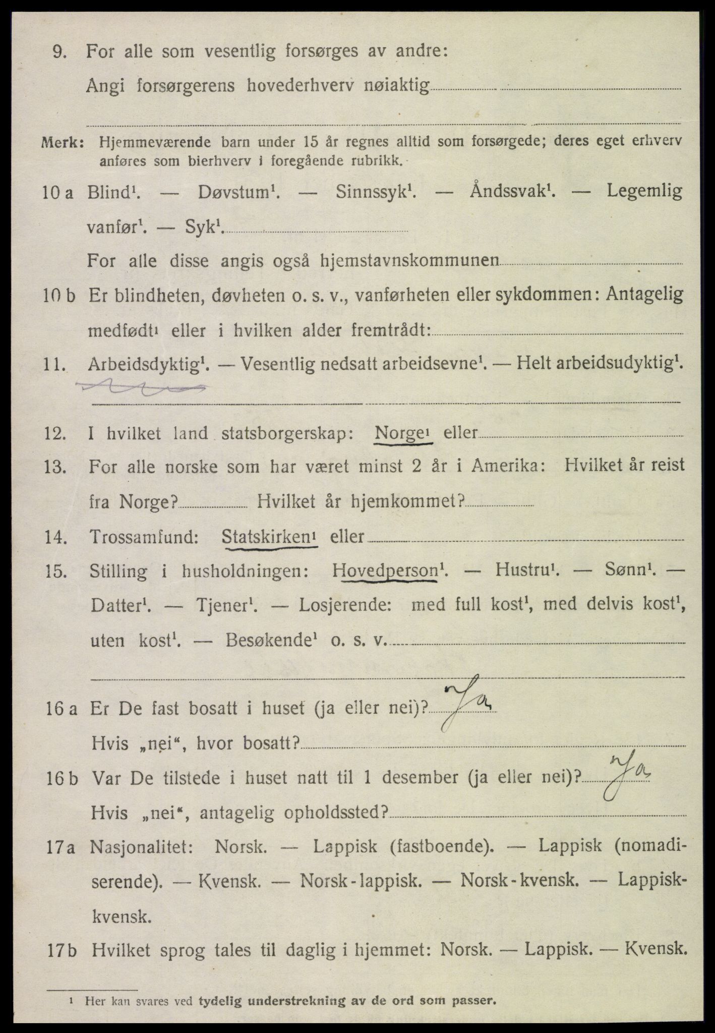 SAT, 1920 census for Flatanger, 1920, p. 2179