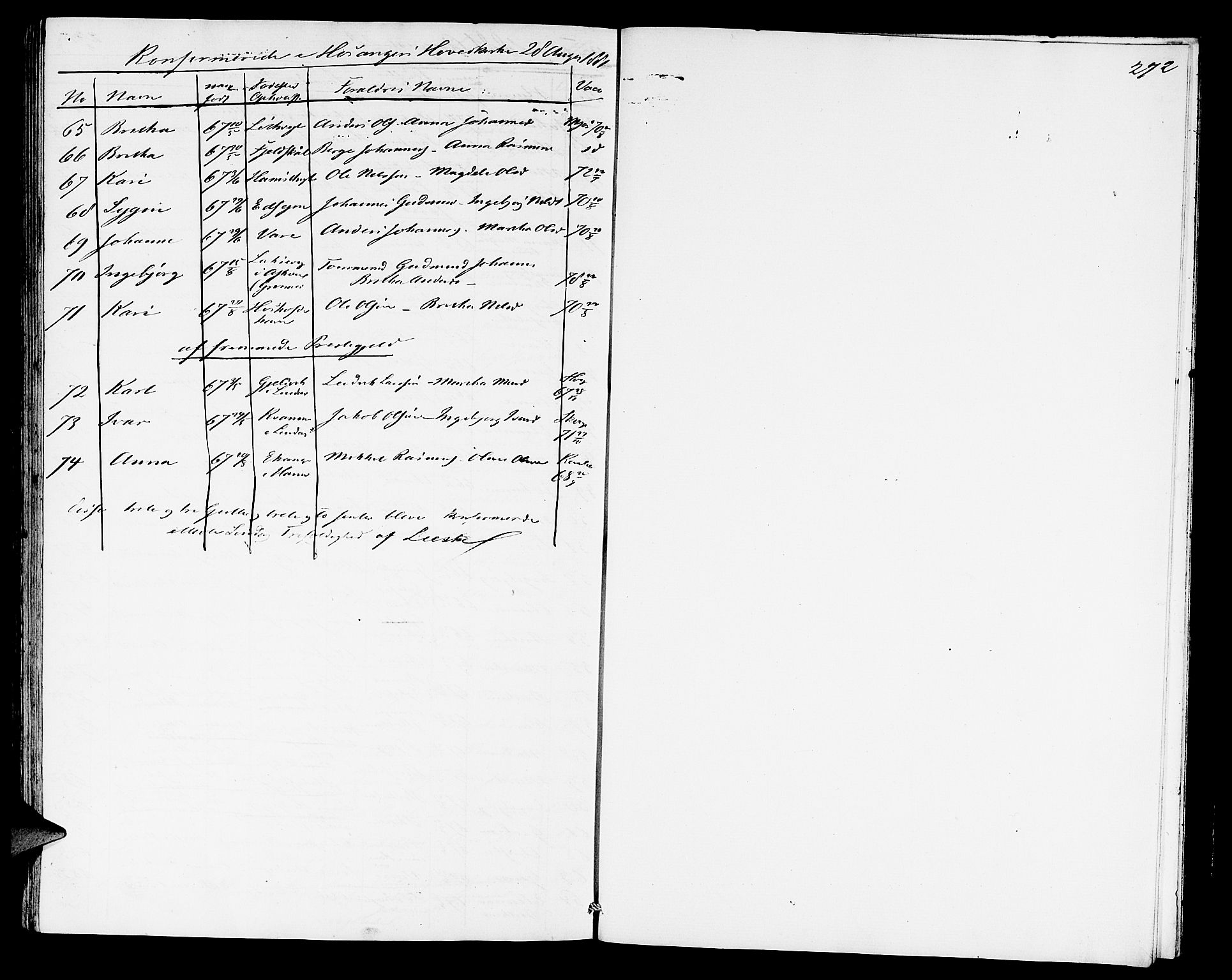 Hosanger sokneprestembete, AV/SAB-A-75801/H/Hab: Parish register (copy) no. A 2, 1857-1881, p. 272