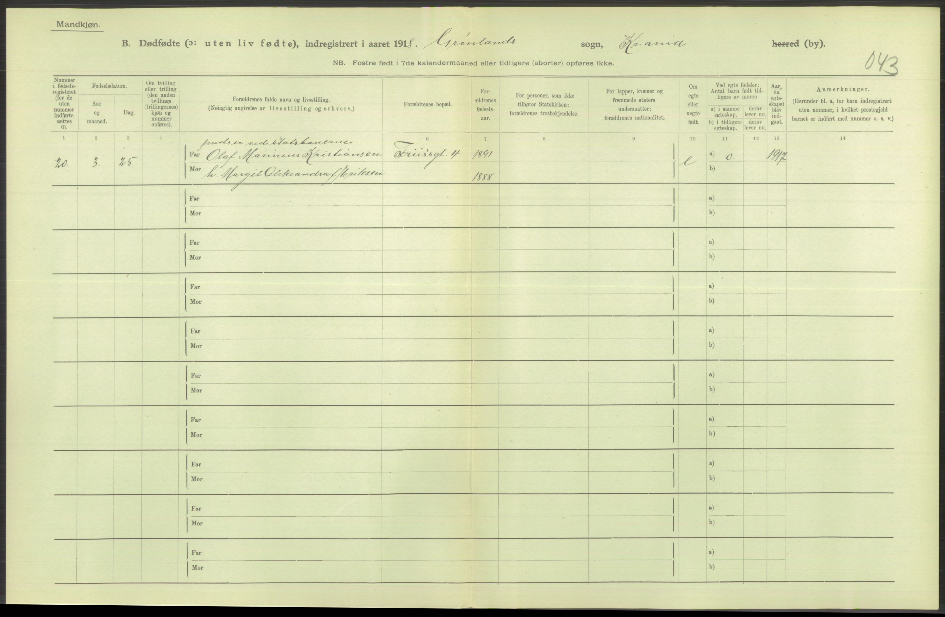 Statistisk sentralbyrå, Sosiodemografiske emner, Befolkning, AV/RA-S-2228/D/Df/Dfb/Dfbh/L0011: Kristiania: Døde, dødfødte, 1918, p. 608