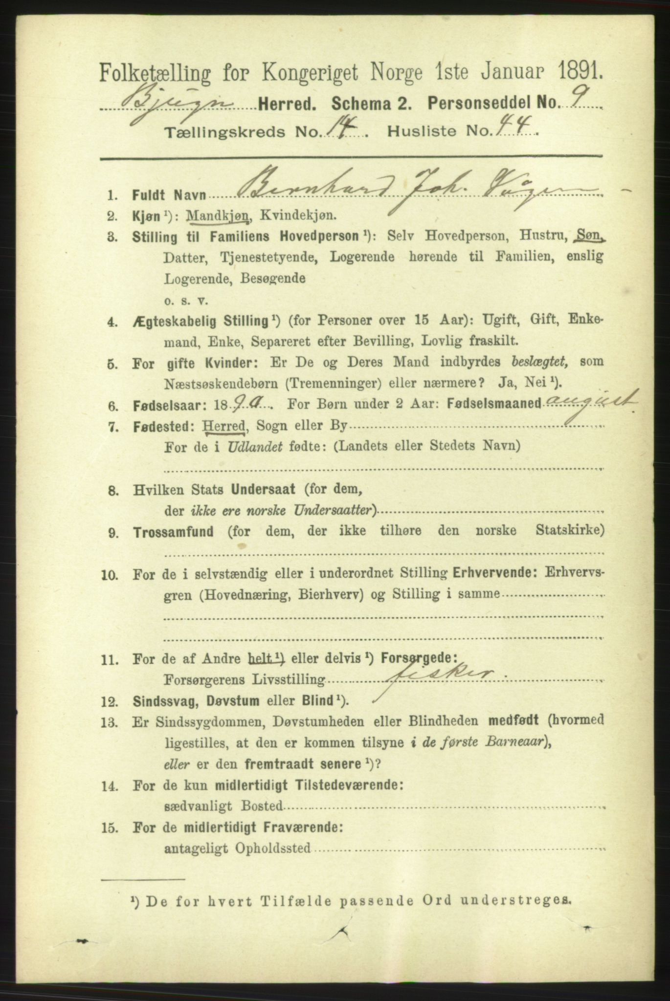 RA, 1891 census for 1627 Bjugn, 1891, p. 4210