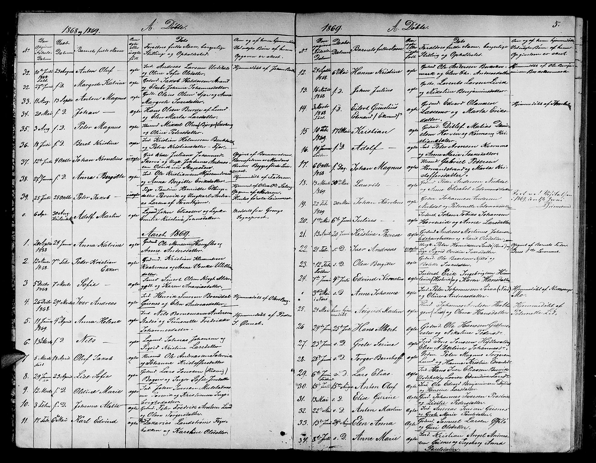 Ministerialprotokoller, klokkerbøker og fødselsregistre - Nord-Trøndelag, AV/SAT-A-1458/780/L0650: Parish register (copy) no. 780C02, 1866-1884, p. 5