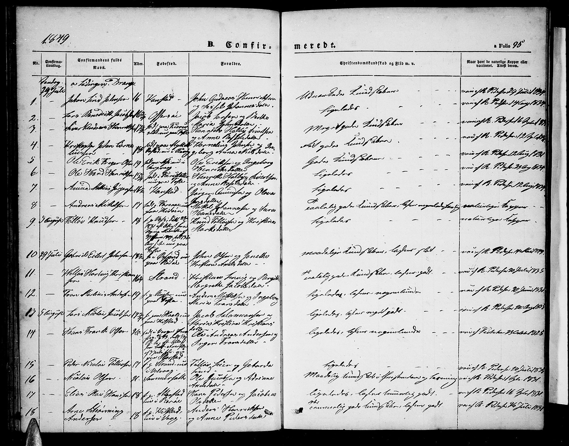Ministerialprotokoller, klokkerbøker og fødselsregistre - Nordland, SAT/A-1459/872/L1045: Parish register (copy) no. 872C01, 1840-1851, p. 95