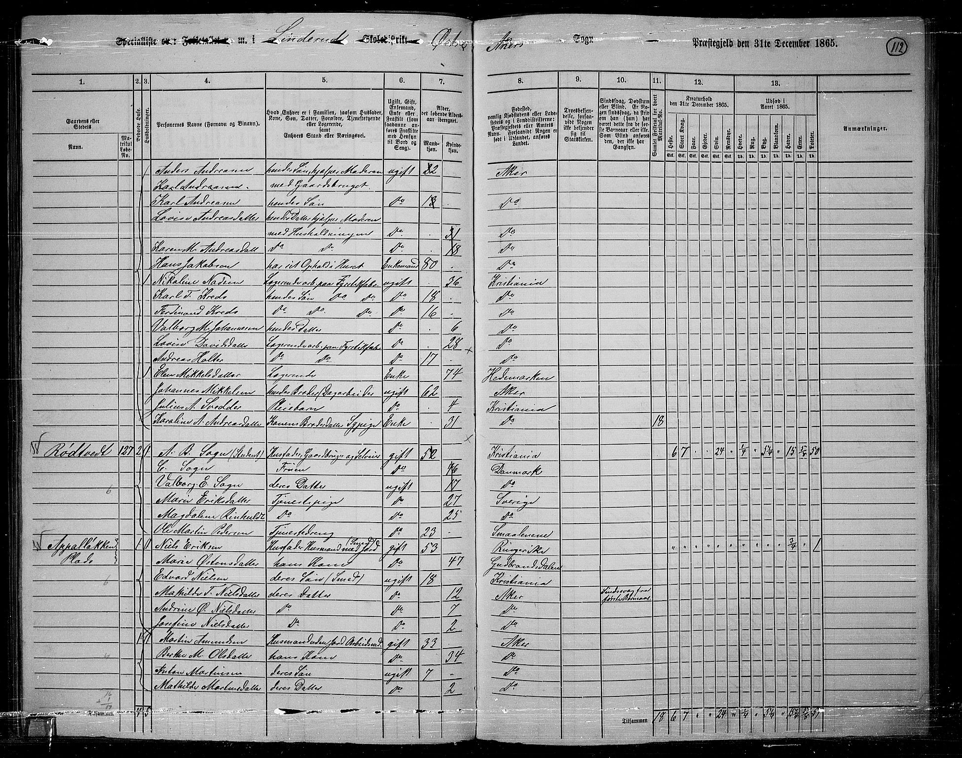 RA, 1865 census for Østre Aker, 1865, p. 105