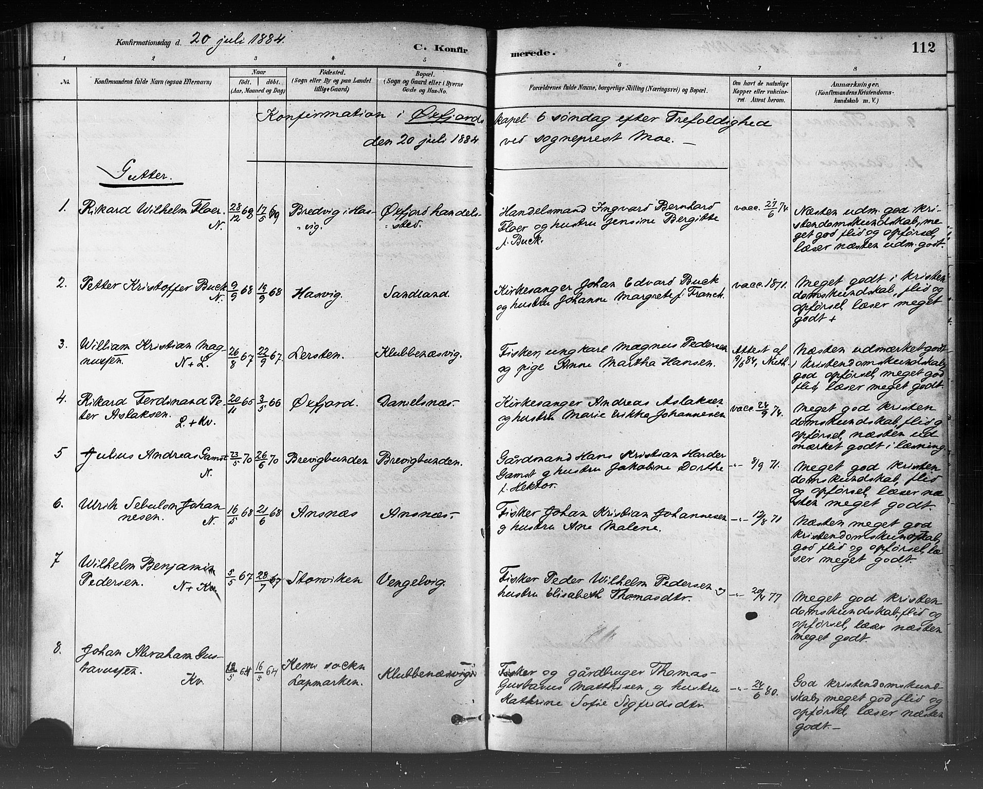 Loppa sokneprestkontor, SATØ/S-1339/H/Ha/L0006kirke: Parish register (official) no. 6, 1879-1895, p. 112