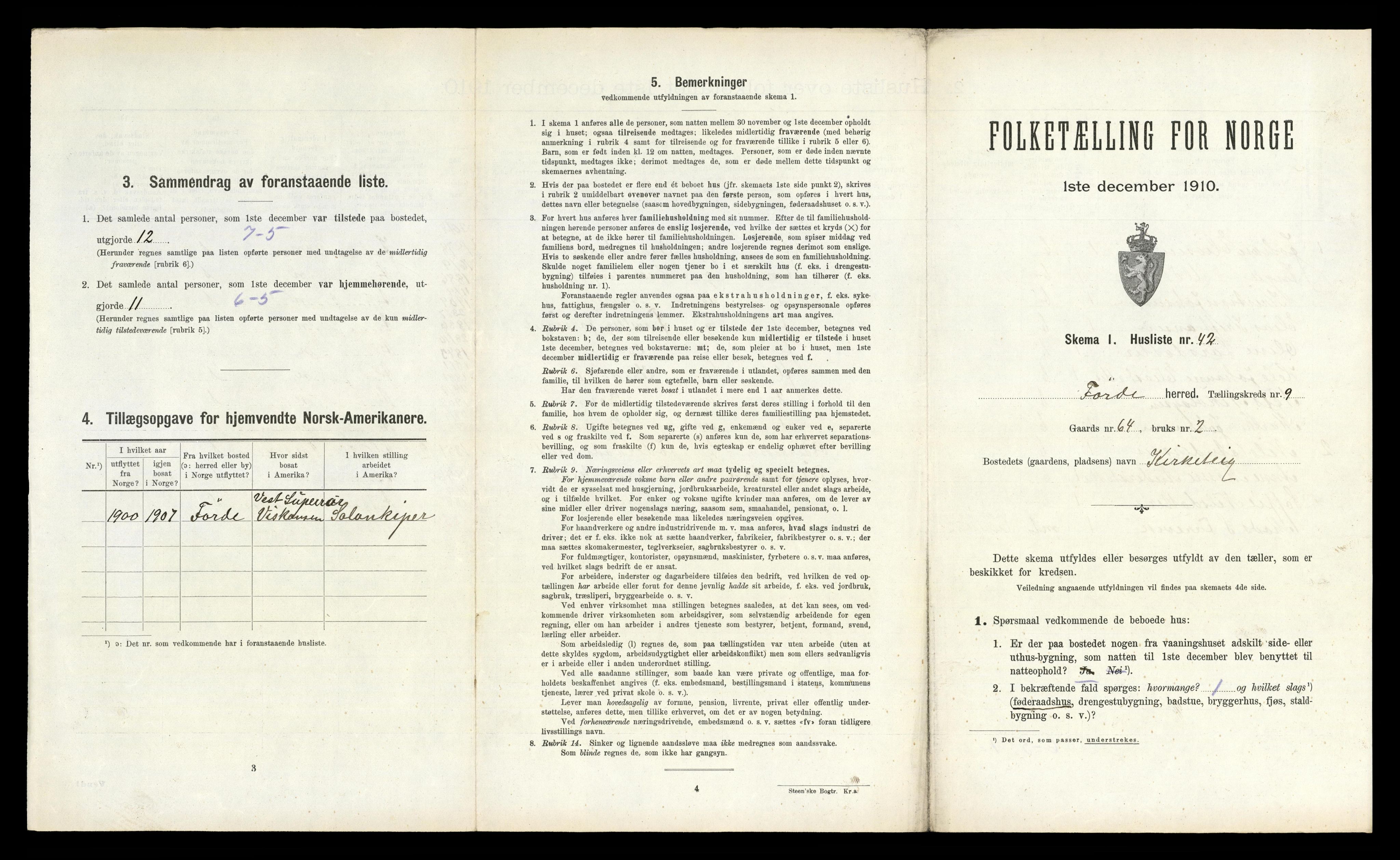 RA, 1910 census for Førde, 1910, p. 799