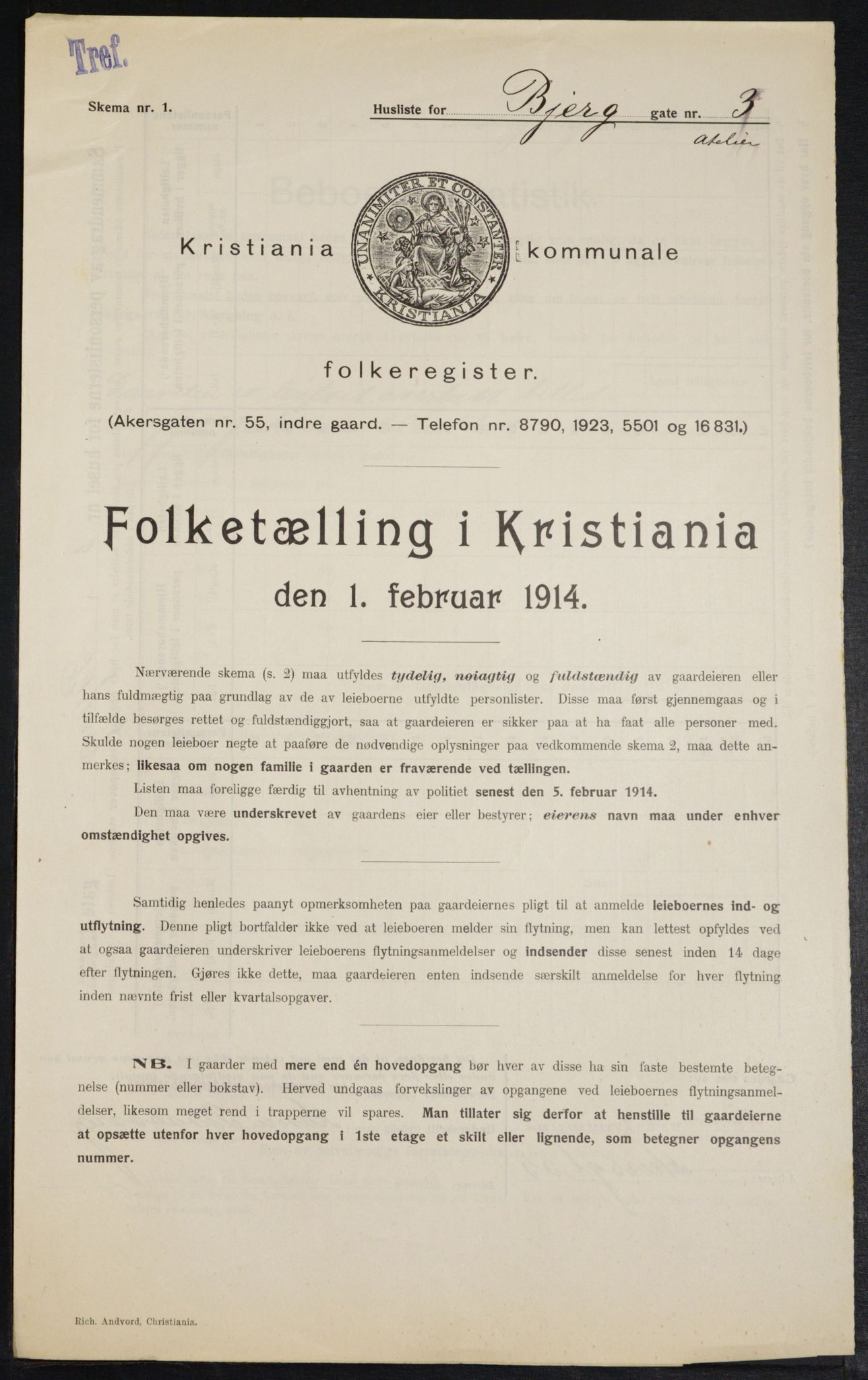 OBA, Municipal Census 1914 for Kristiania, 1914, p. 5470