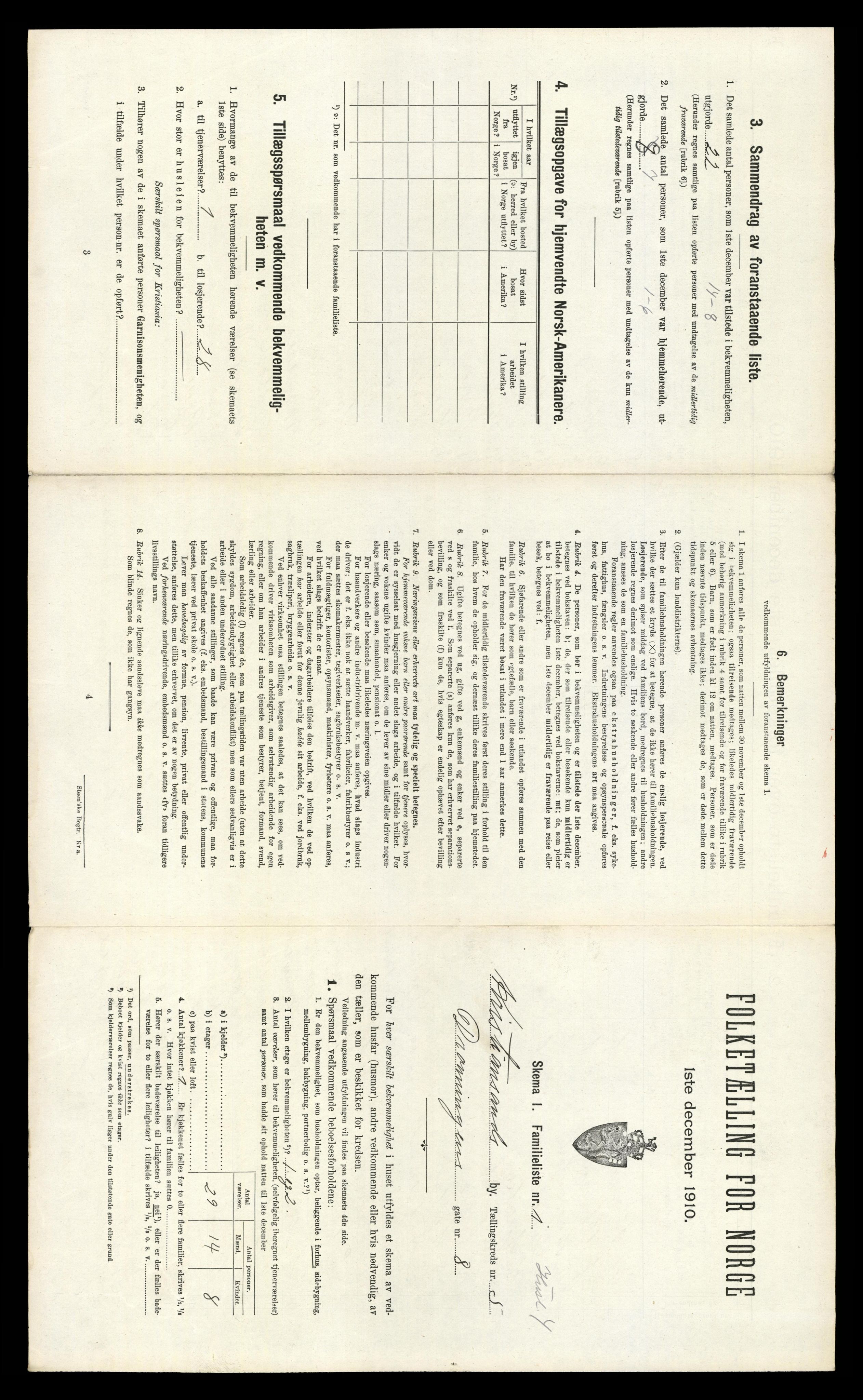 RA, 1910 census for Kristiansand, 1910, p. 1000