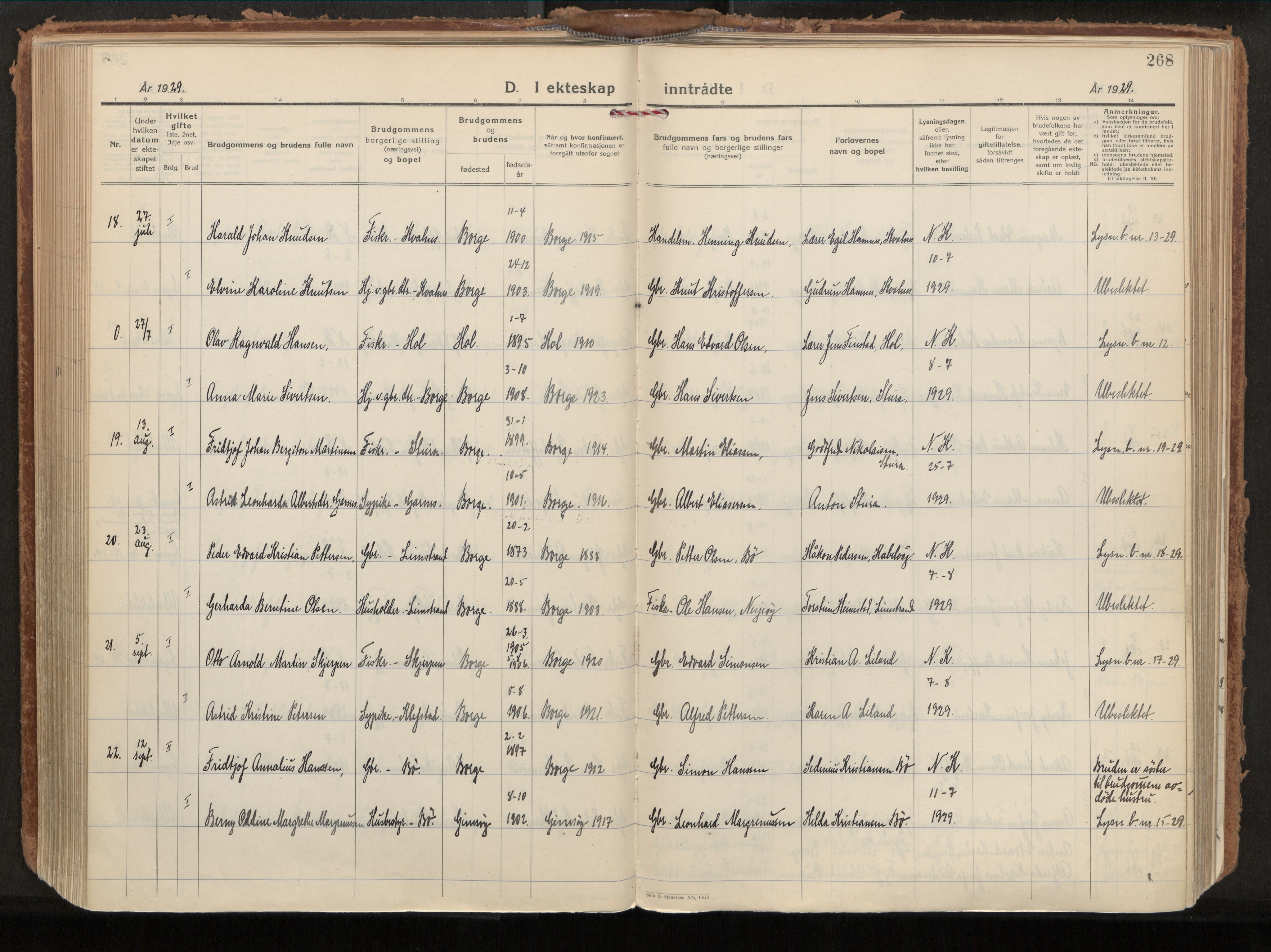 Ministerialprotokoller, klokkerbøker og fødselsregistre - Nordland, AV/SAT-A-1459/880/L1137: Parish register (official) no. 880A11, 1927-1944, p. 268