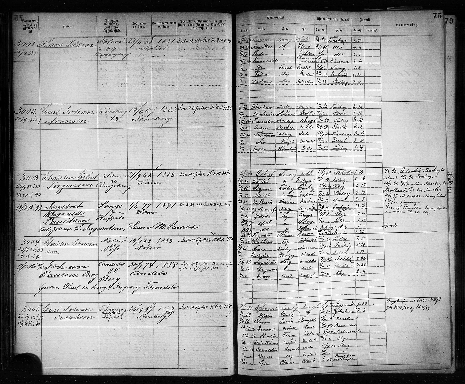 Tønsberg innrulleringskontor, AV/SAKO-A-786/F/Fb/L0007: Annotasjonsrulle Patent nr. 2636-5150, 1881-1892, p. 76