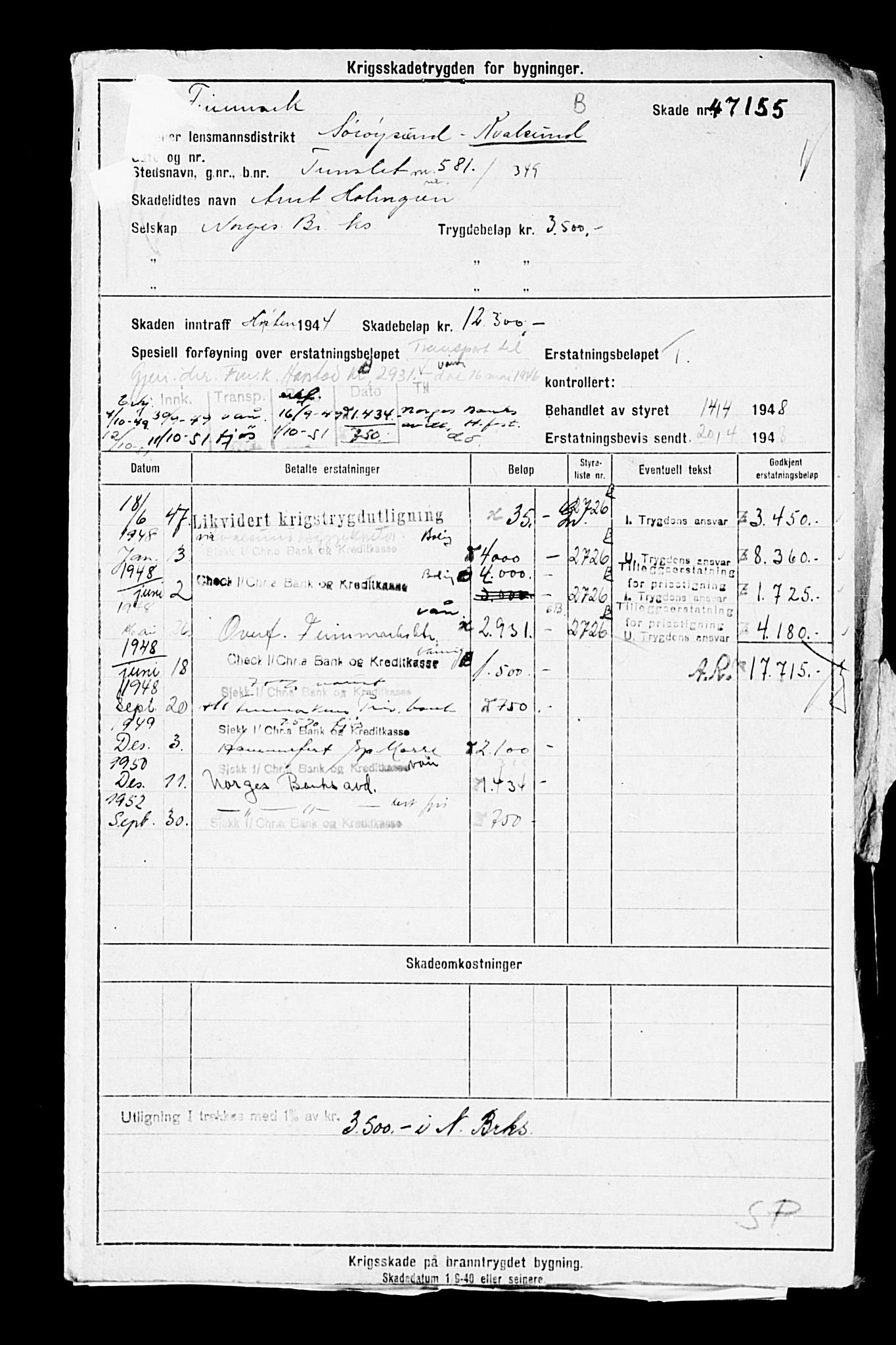 Krigsskadetrygdene for bygninger og løsøre, AV/RA-S-1548/V/L0014: --, 1940-1945, p. 34