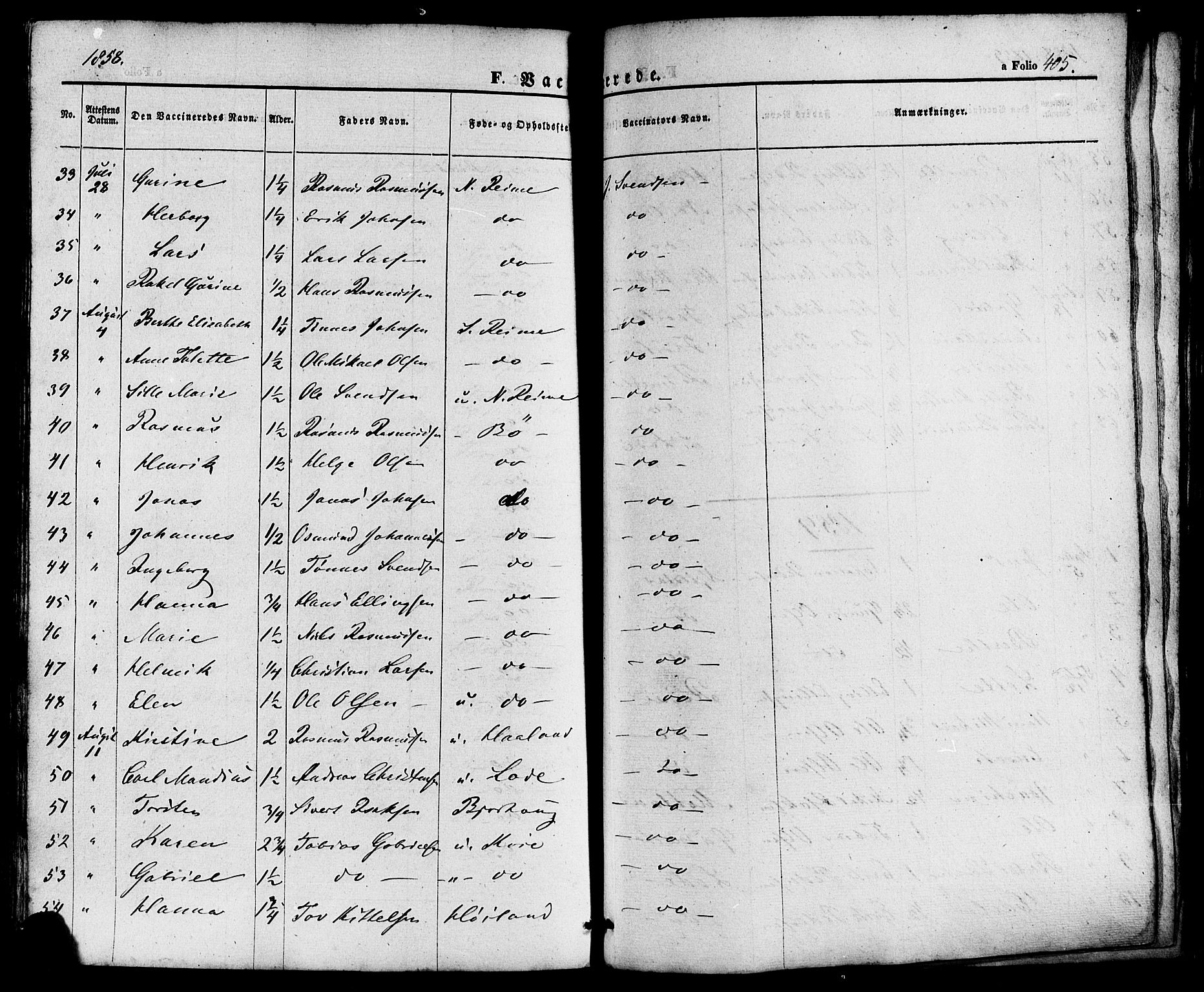 Hå sokneprestkontor, AV/SAST-A-101801/001/30BA/L0008: Parish register (official) no. A 7, 1853-1878, p. 405