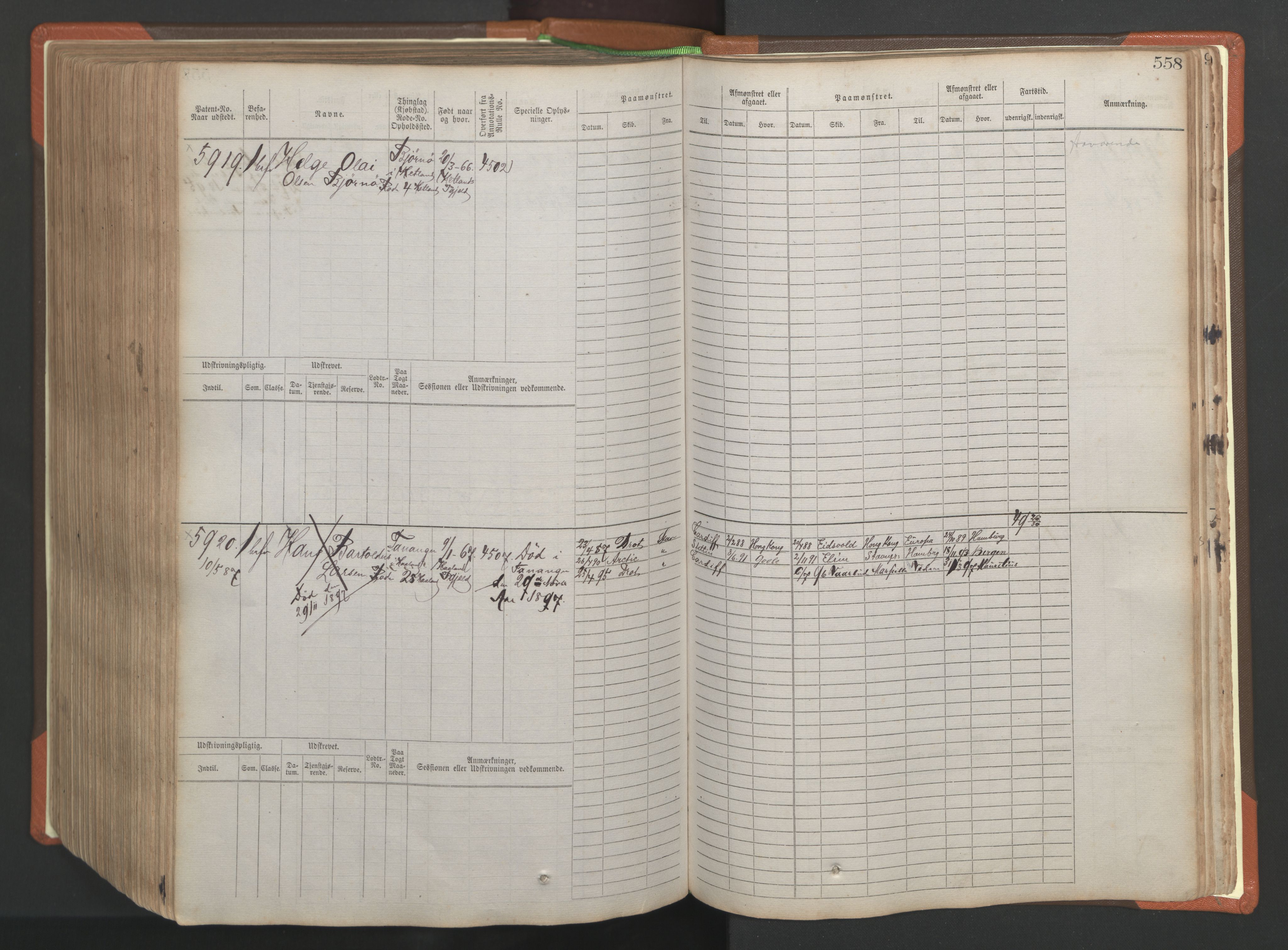 Stavanger sjømannskontor, AV/SAST-A-102006/F/Fb/Fbb/L0009: Sjøfartshovedrulle, patentnr. 4805-6006, 1879-1887, p. 564